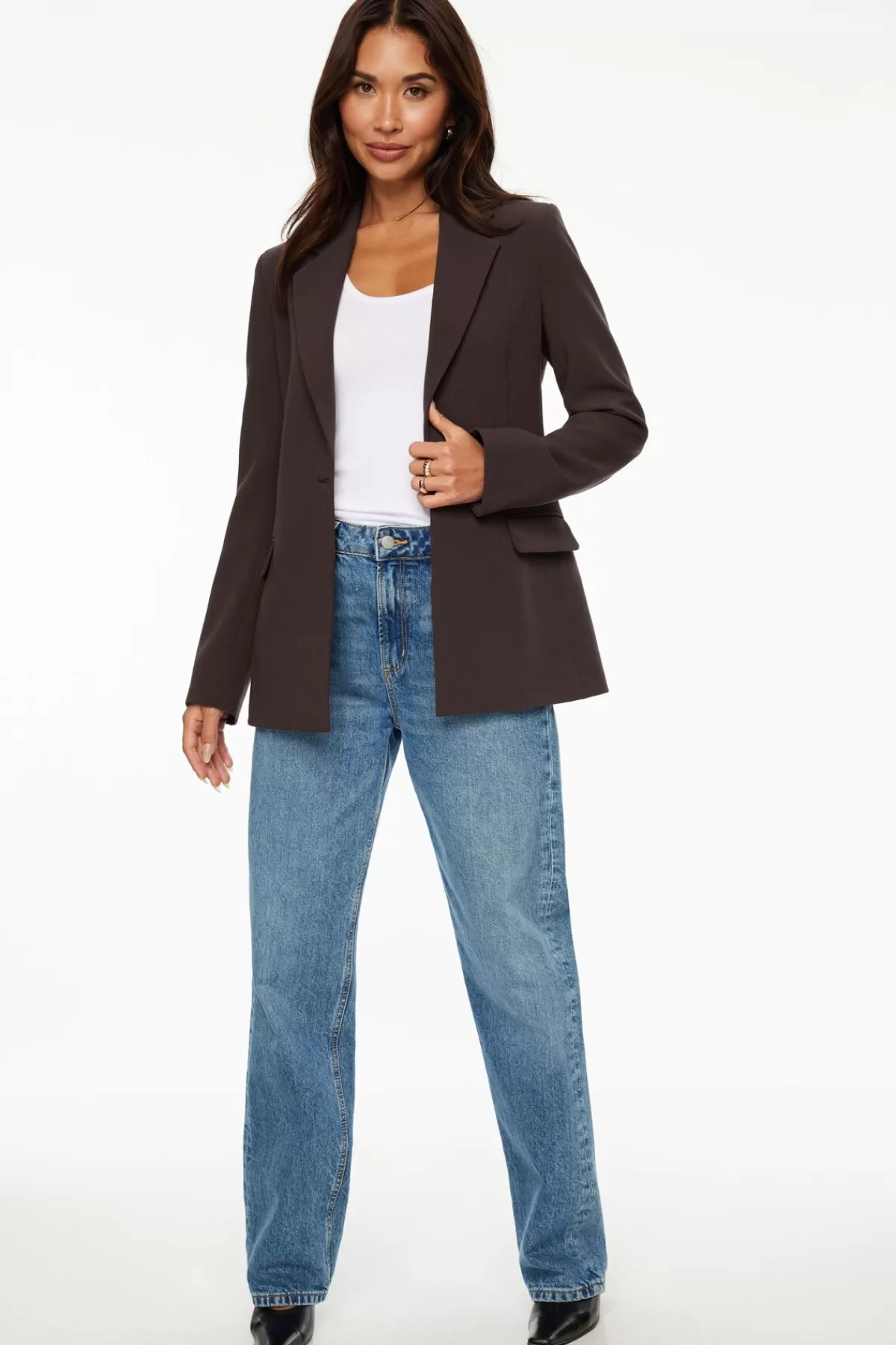 Dynamite Adeline Single Breasted Blazer Brown Clearance