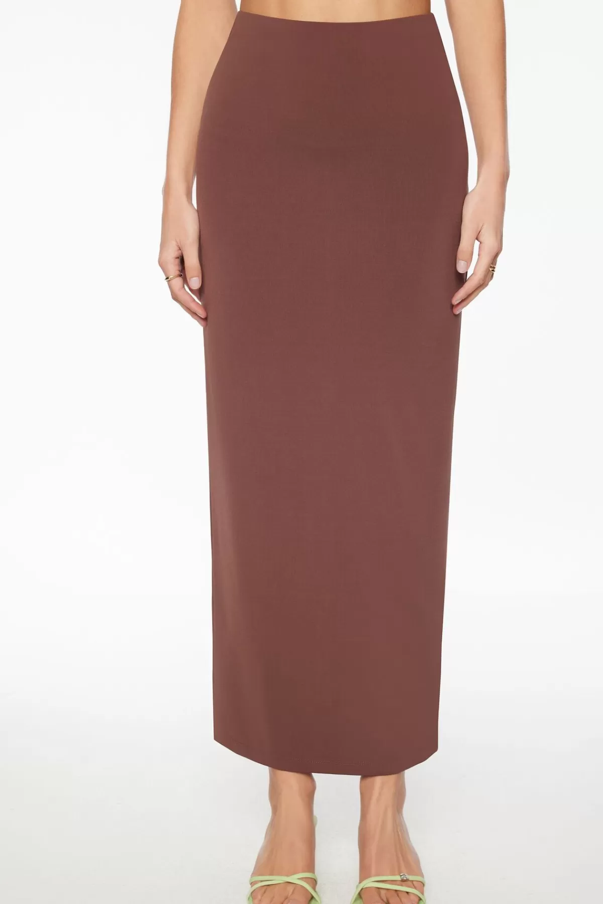 Dynamite Arya Sculpt Maxi Skirt Brown Best Sale