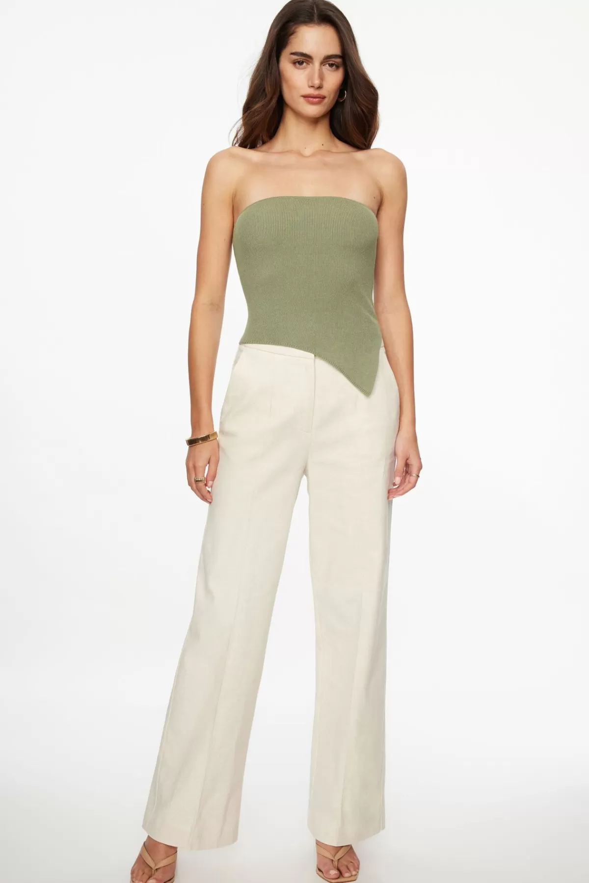 Dynamite Asymmetric Tube Top Green Hot