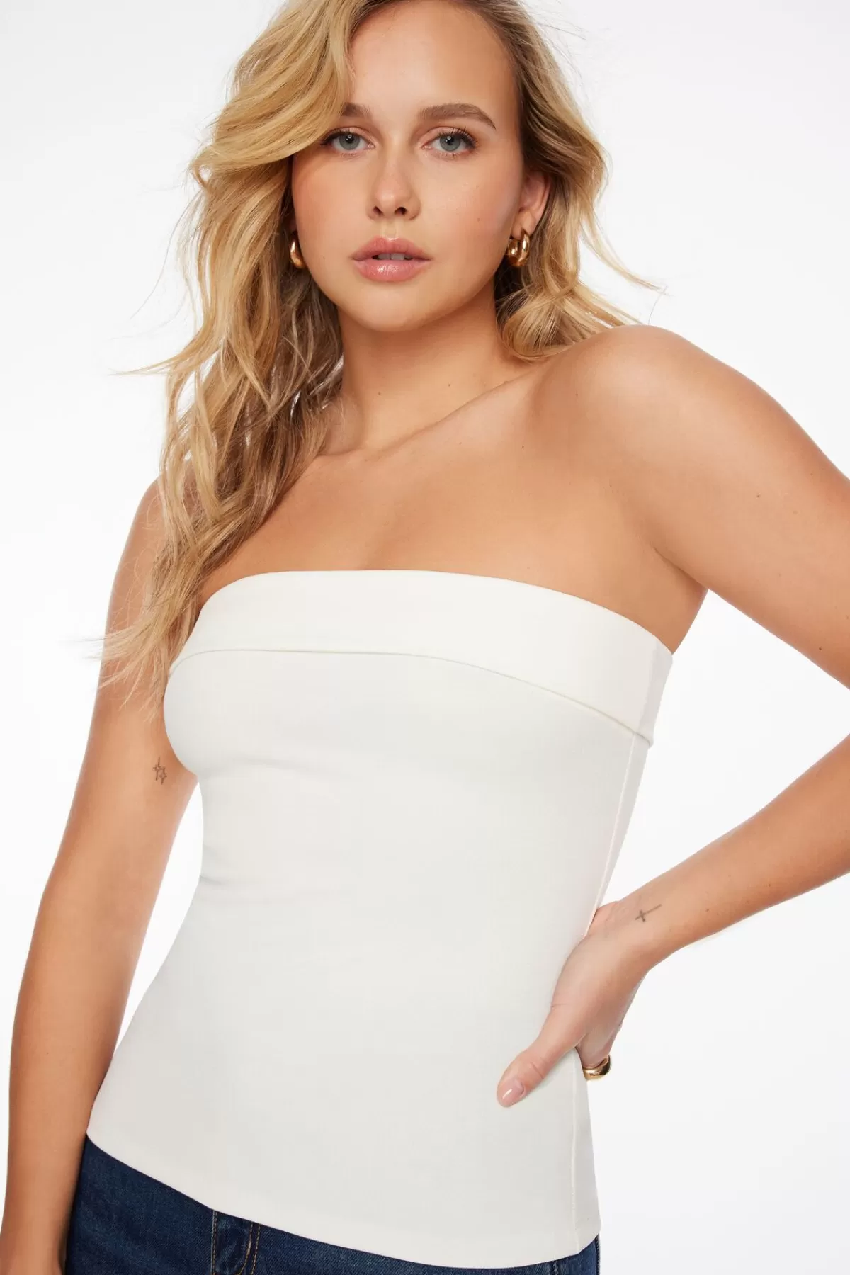 Dynamite Aubree Crepe Tube Top White Cheap