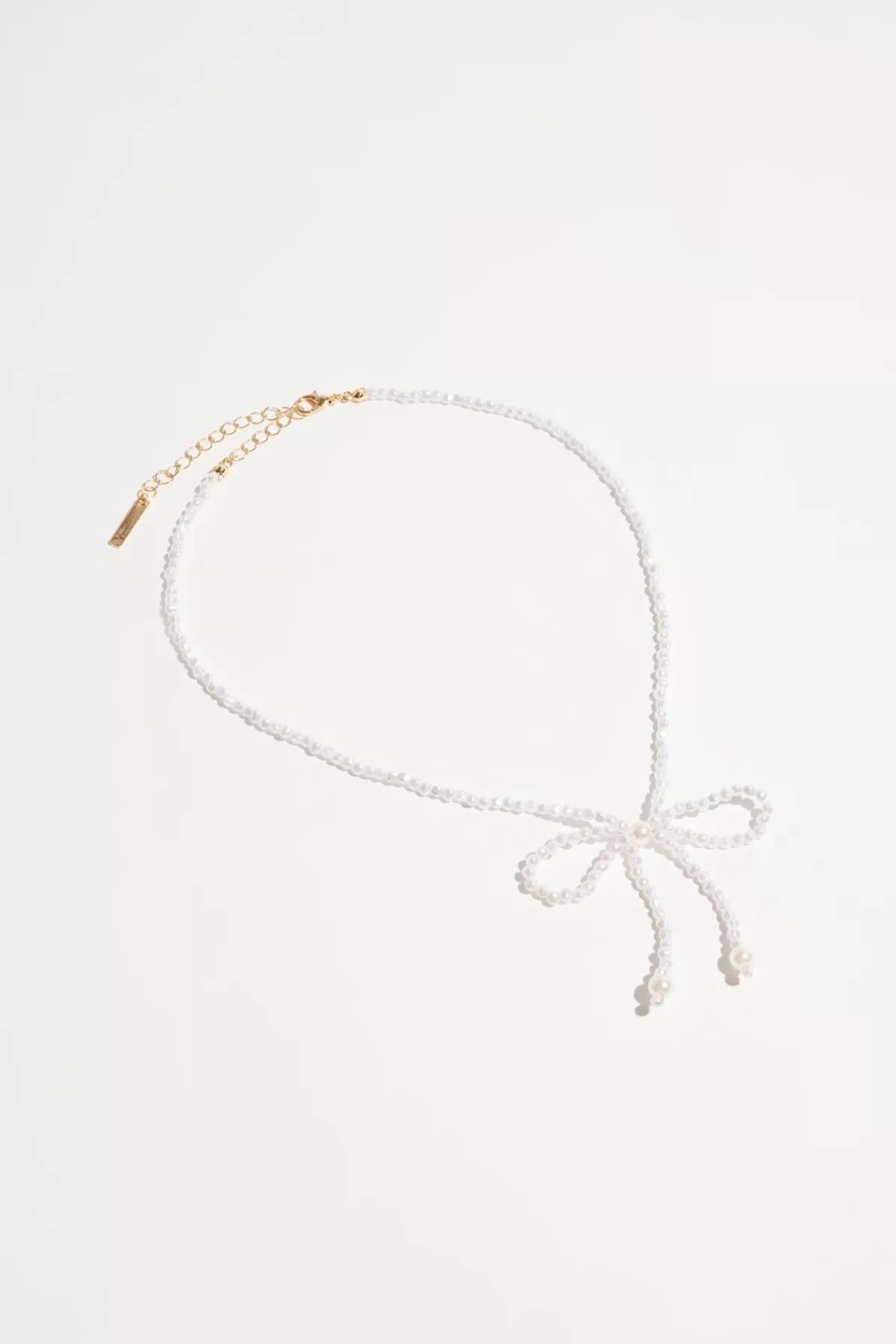 Dynamite Beaded Pearl Bow Necklace White Shop