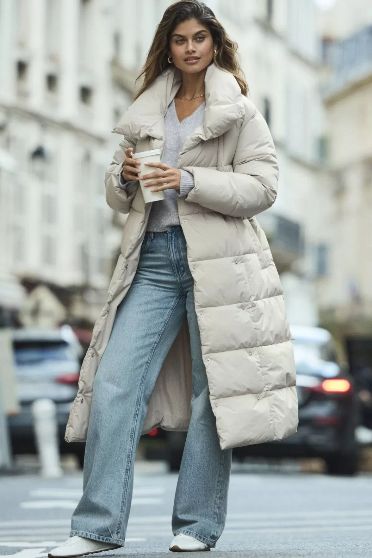 Dynamite Belted Maxi Puffer Coat GREYS Online