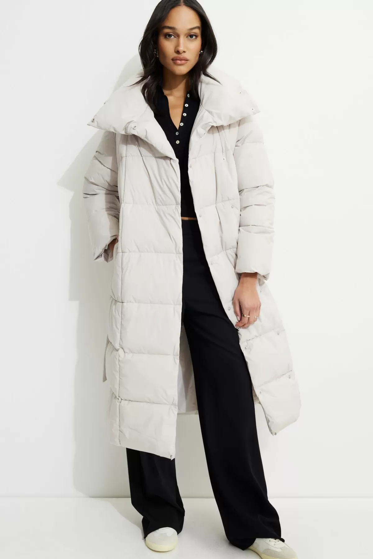 Dynamite Belted Maxi Puffer Coat GREYS Online