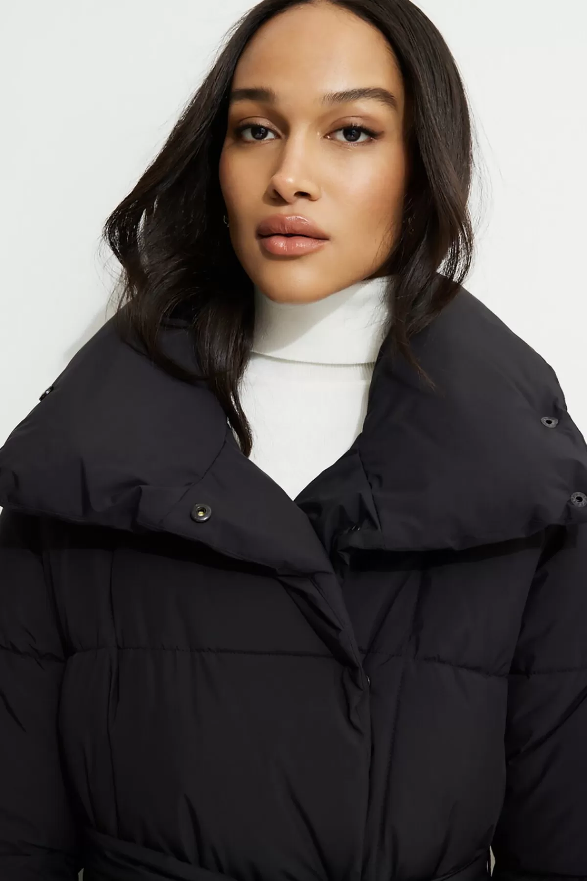 Dynamite Belted Maxi Puffer Coat Black Sale