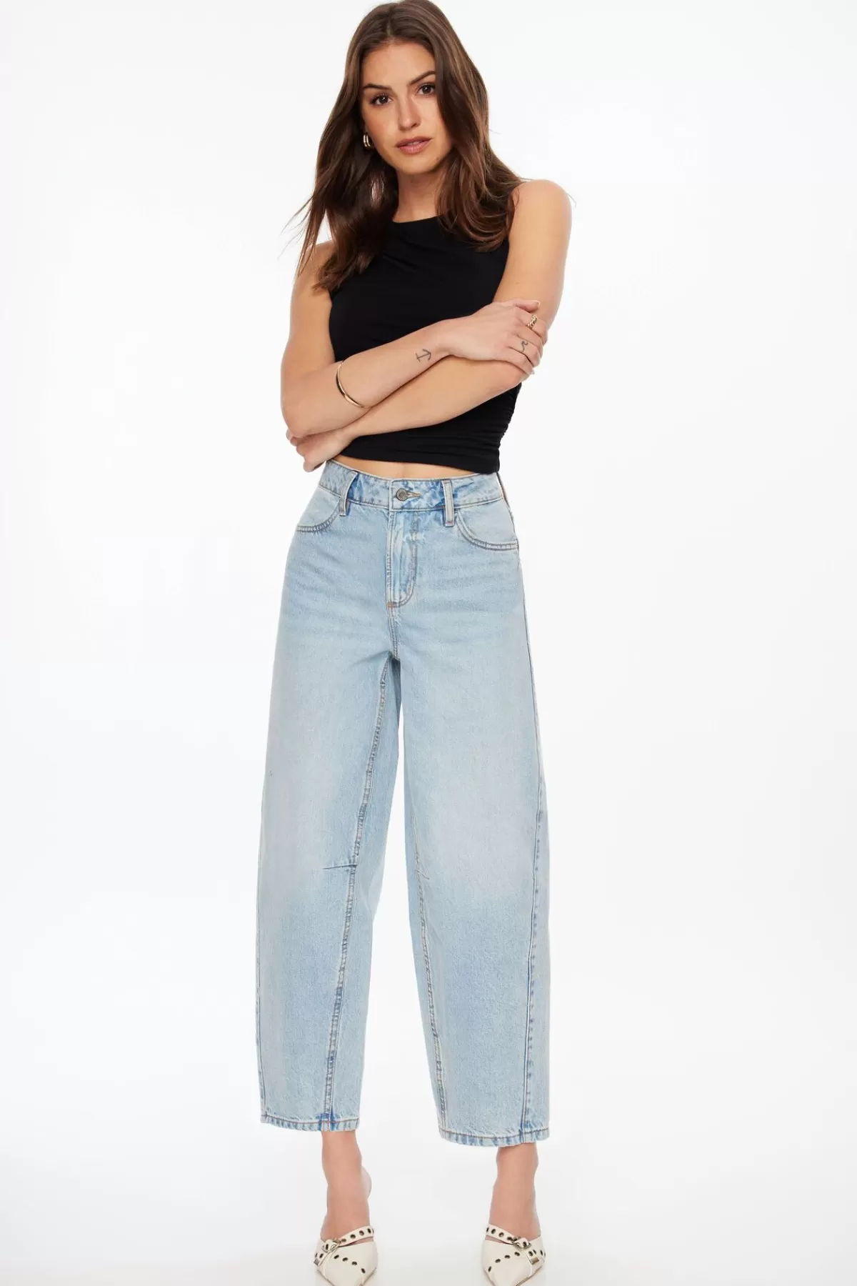 Dynamite Blair Barrel Leg Jeans Blue Online