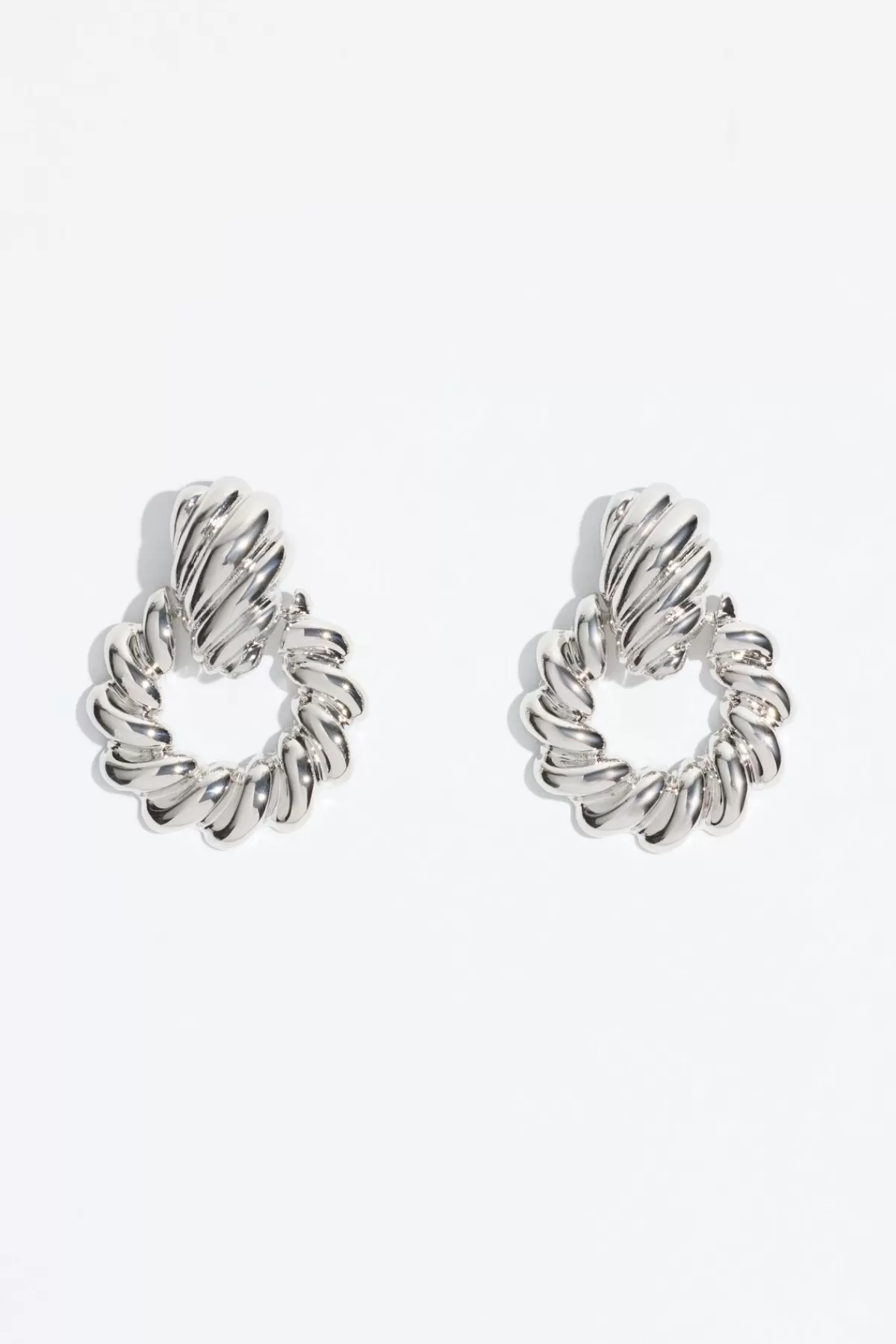 Dynamite Braided Door Knocker Earrings Grey New