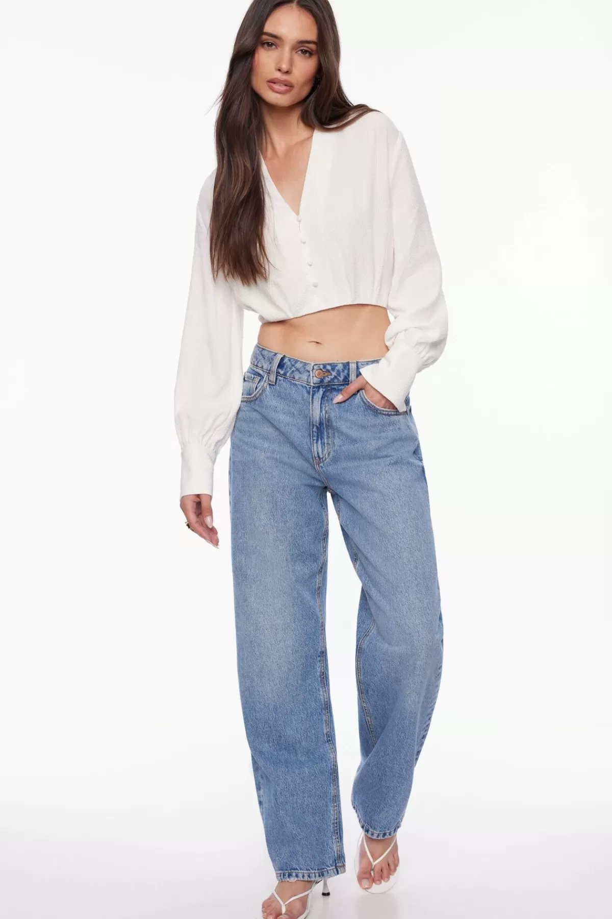 Dynamite Bubble Textured Crop Shirt White Hot