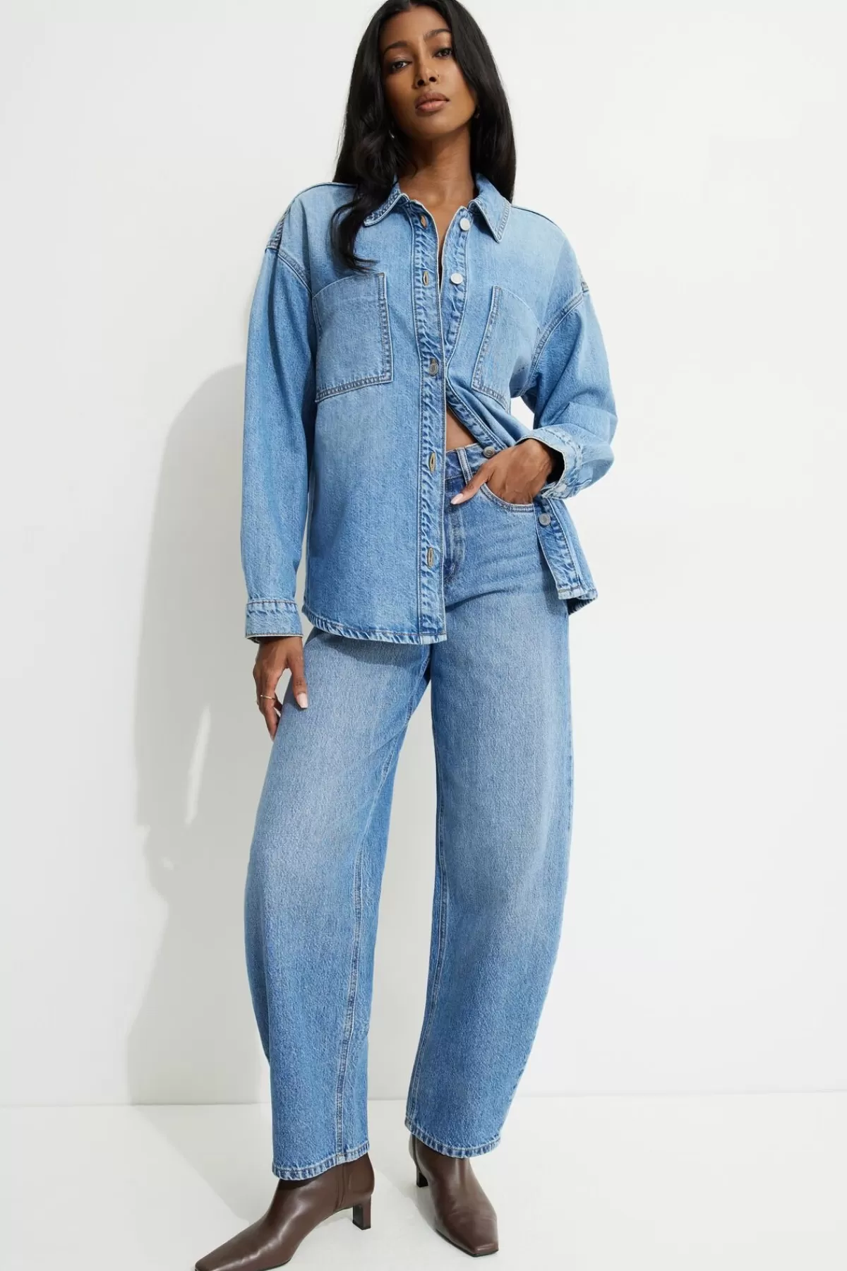 Dynamite Buttoned Denim Shirt Blue Fashion