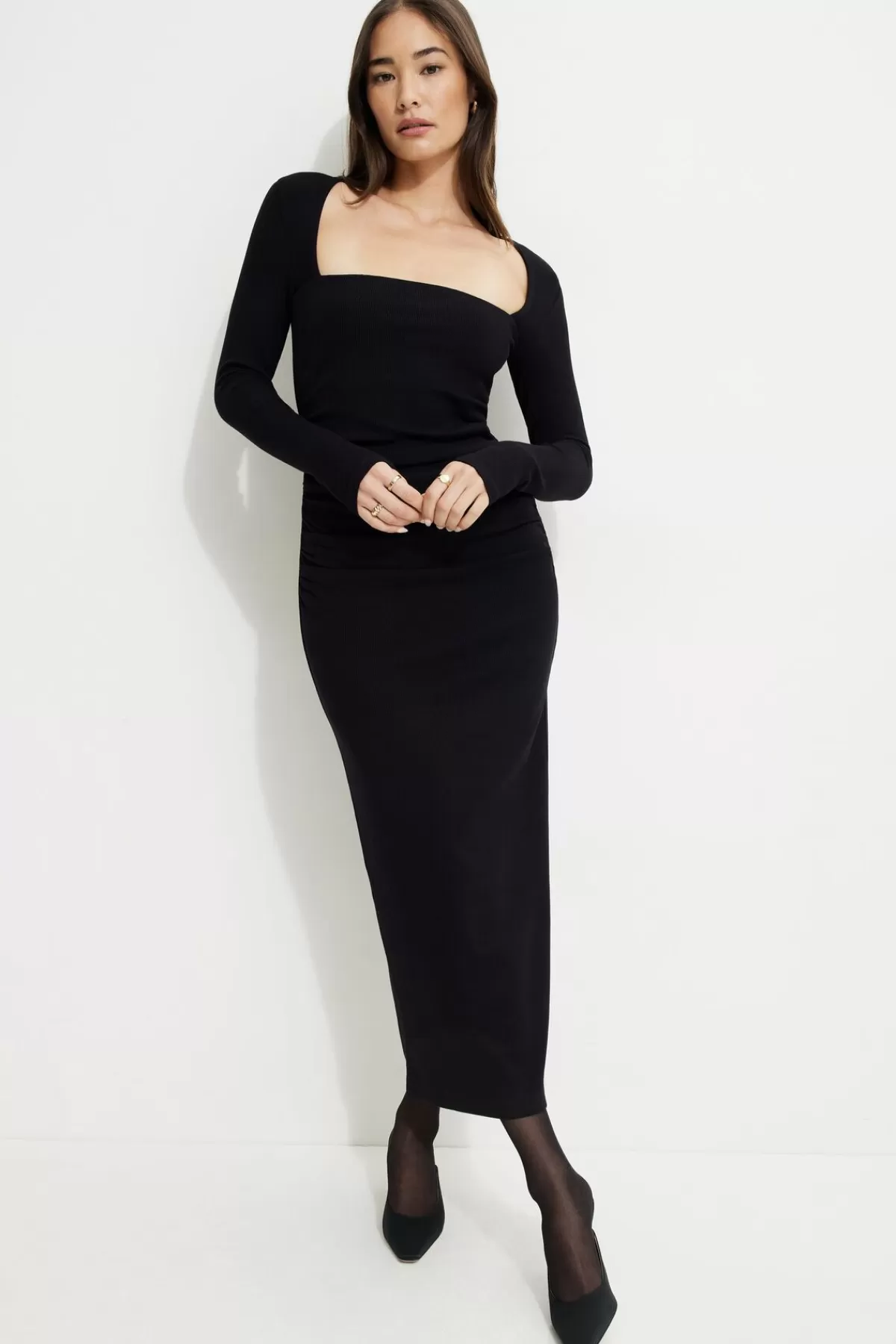 Dynamite Cherry Ribbed Bolero Maxi Dress Black Store