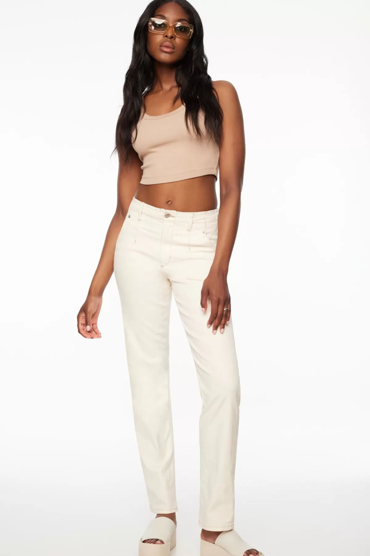 Dynamite Chiara Slim Straight Jeans White Cheap