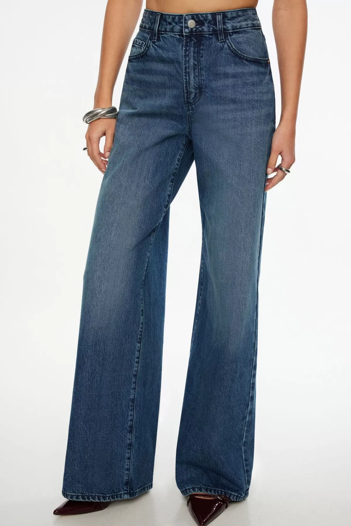 Dynamite Chloe Ultra Wide Leg Jeans Blue Cheap