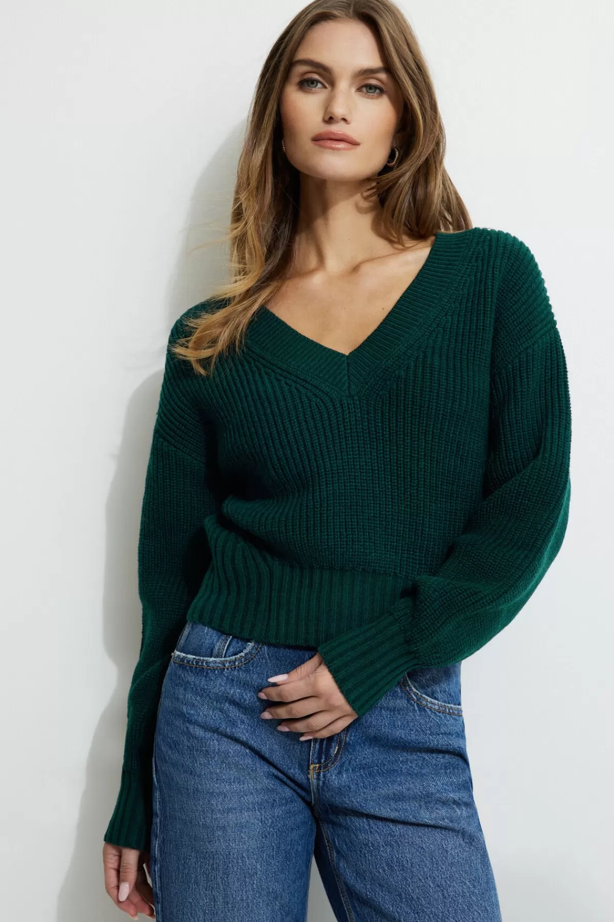 Dynamite Cinched Waist Sweater Green Clearance