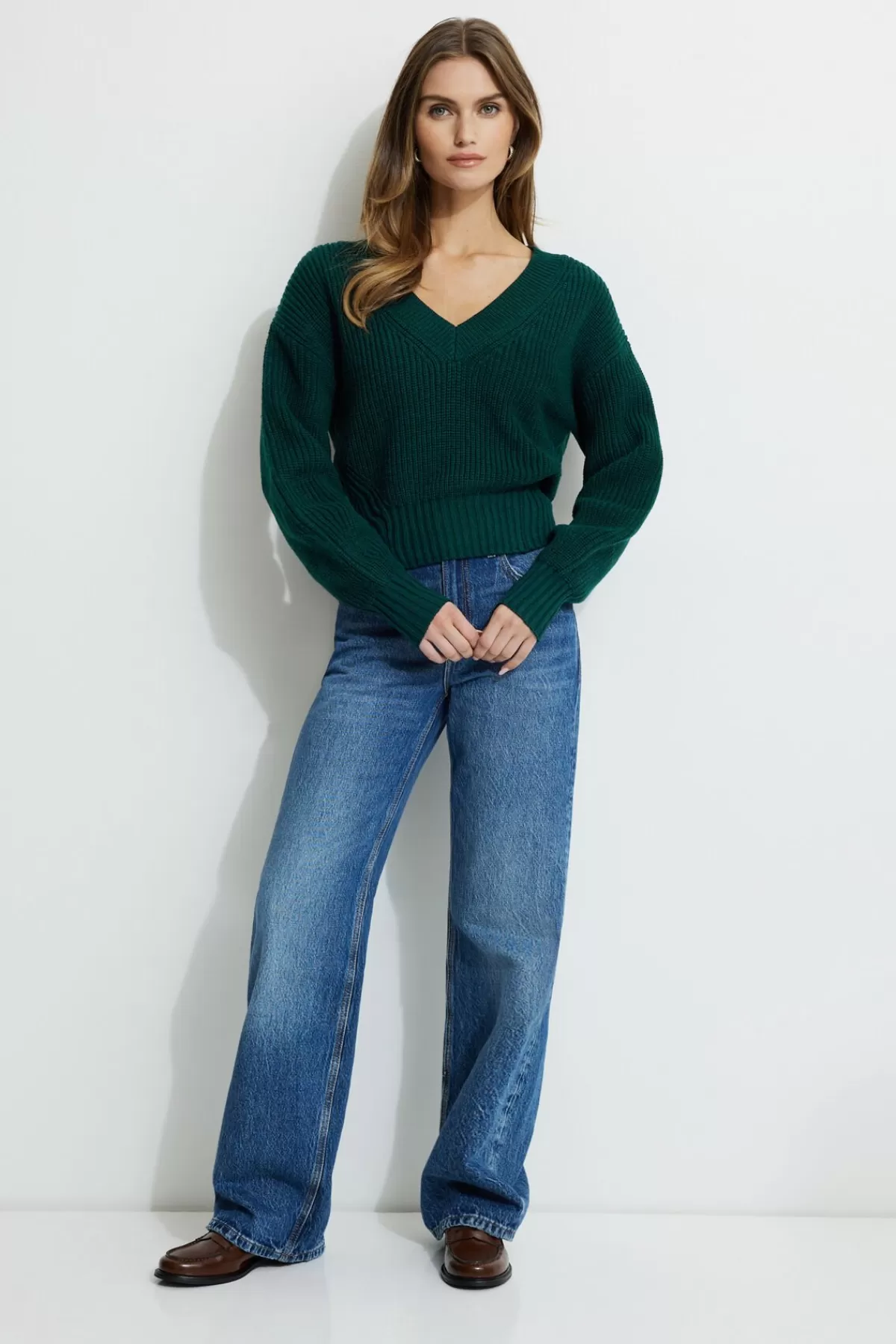 Dynamite Cinched Waist Sweater Green Clearance