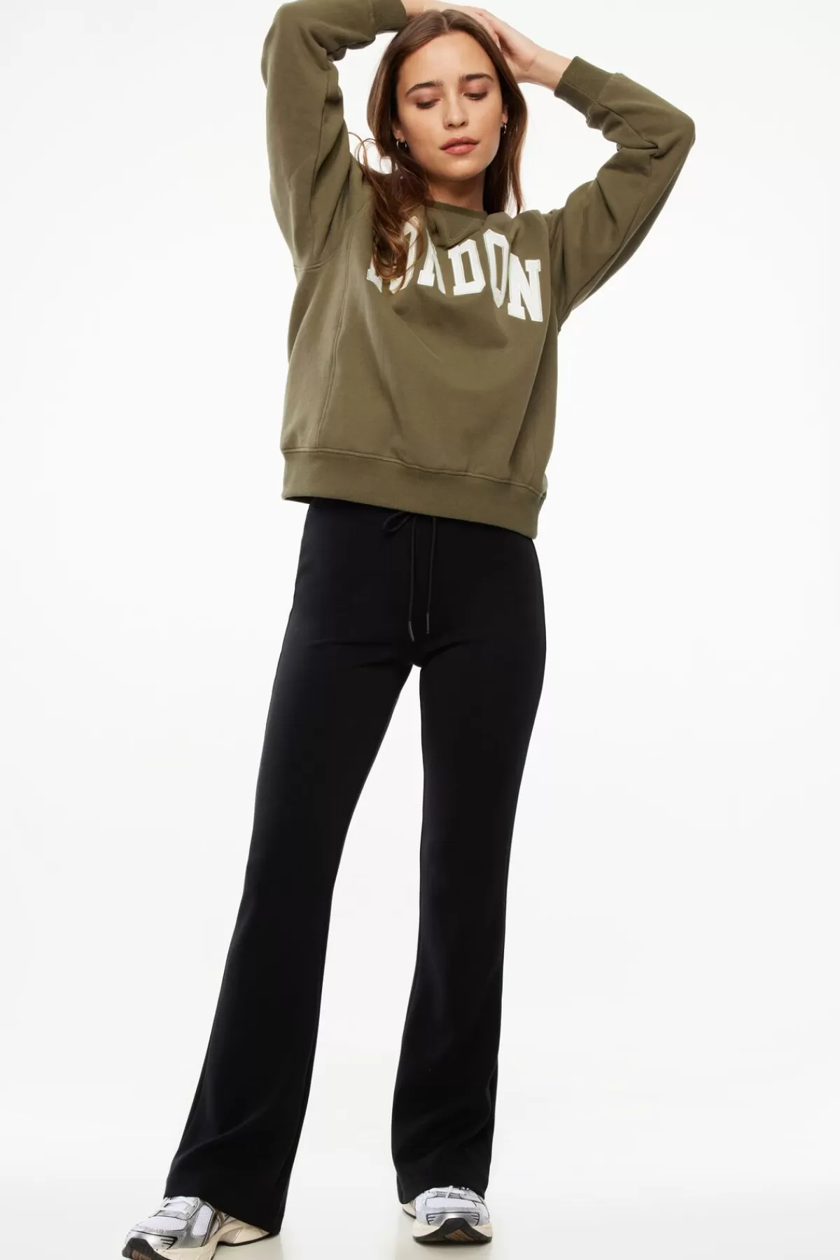 Dynamite Classic Appliqué Crew Neck Sweatshirt Green Clearance