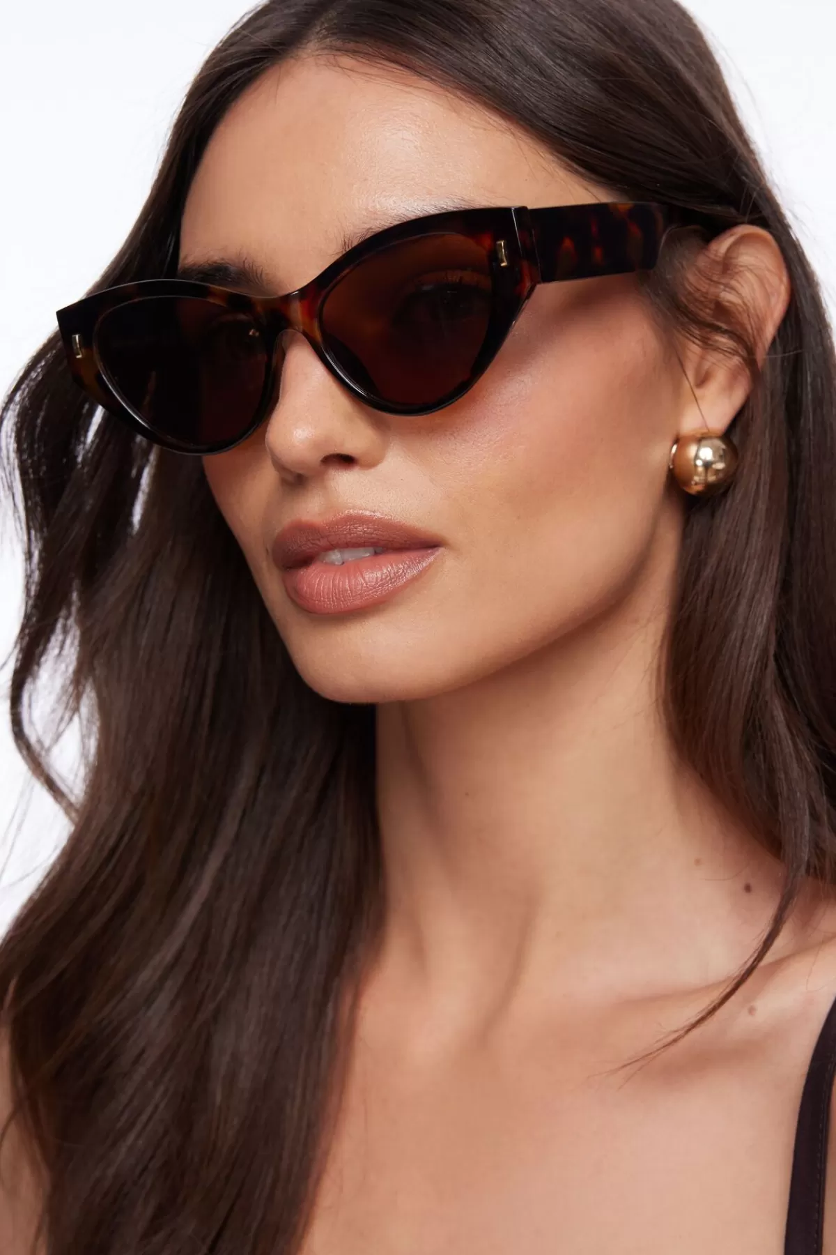 Dynamite Classic Wide Arm Cat-Eye Sunglasses Brown New