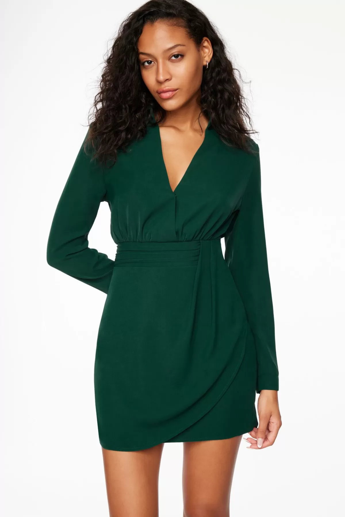 Dynamite Collared Shirt Mini Dress Green Outlet