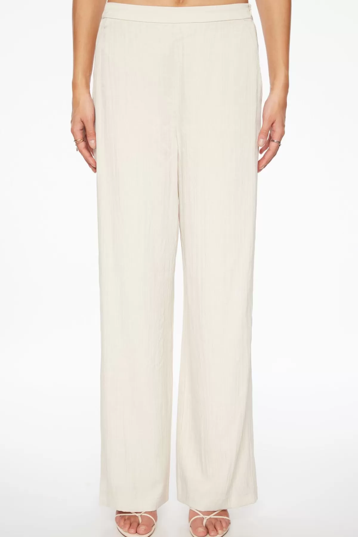 Dynamite Crinkled Wide Leg Pants Beige Hot