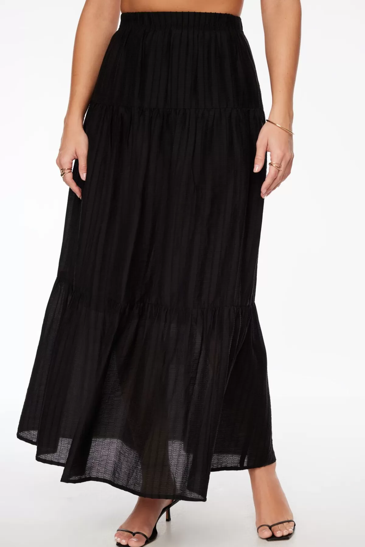 Dynamite Daisy Tiered Maxi Skirt Black Online