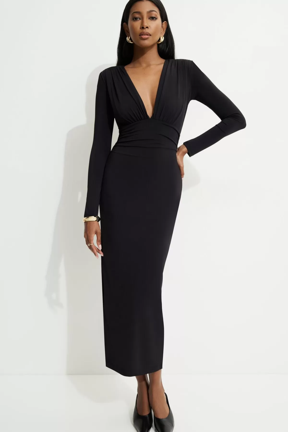 Dynamite Deep V Maxi Dress Black Cheap