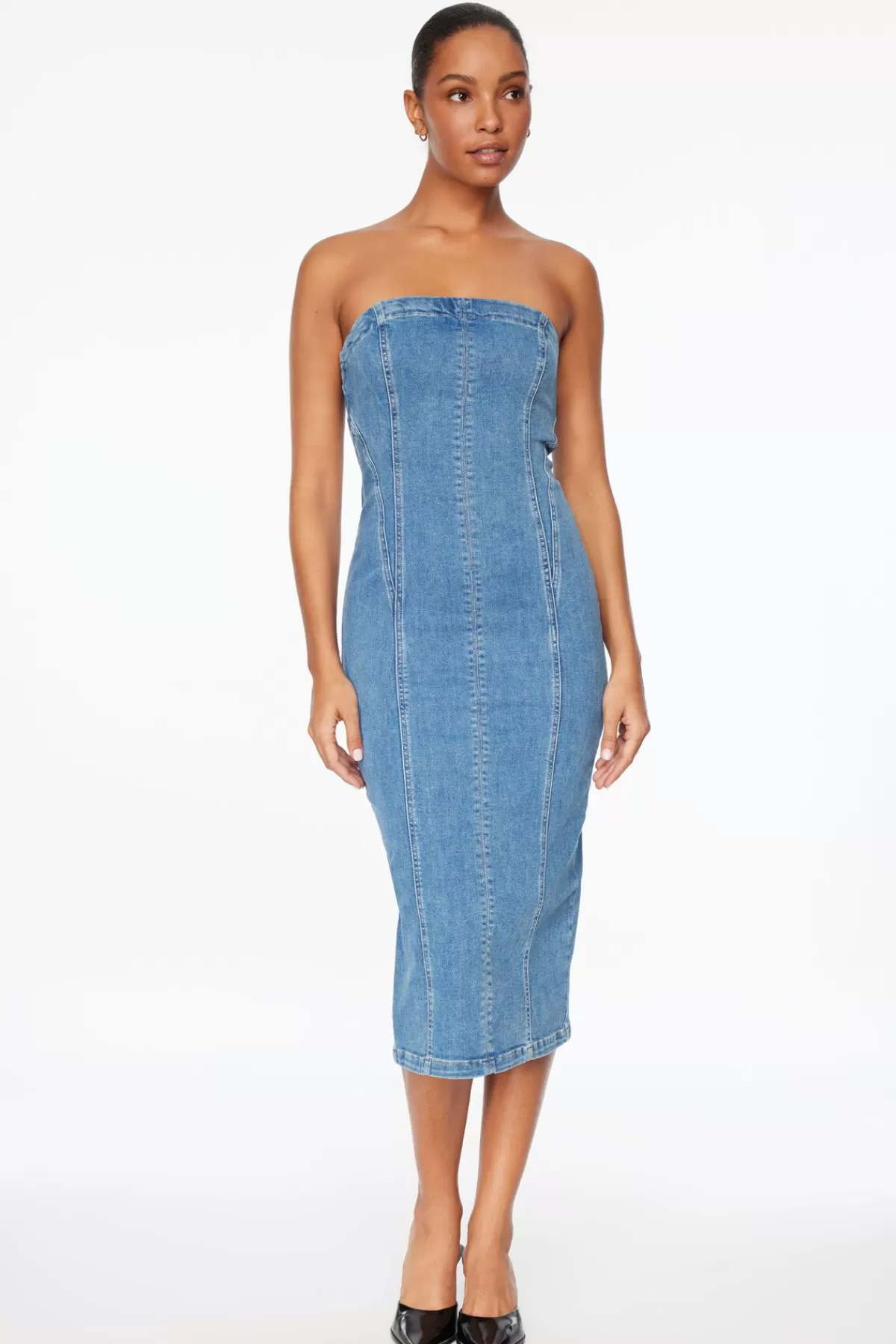 Dynamite Denim Midi Tube Dress Blue Sale