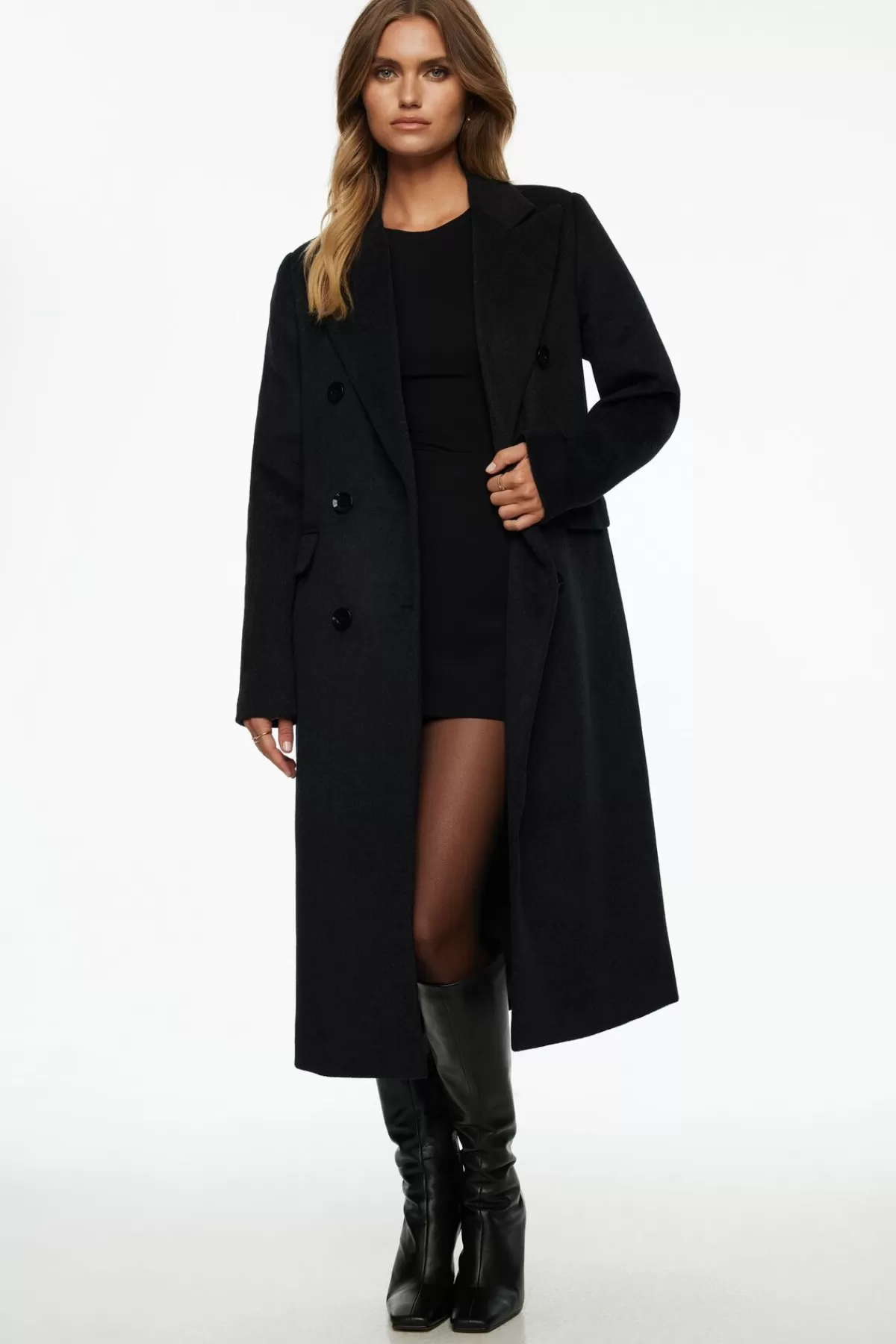 Dynamite Double Breasted Wool Coat Gray Flash Sale