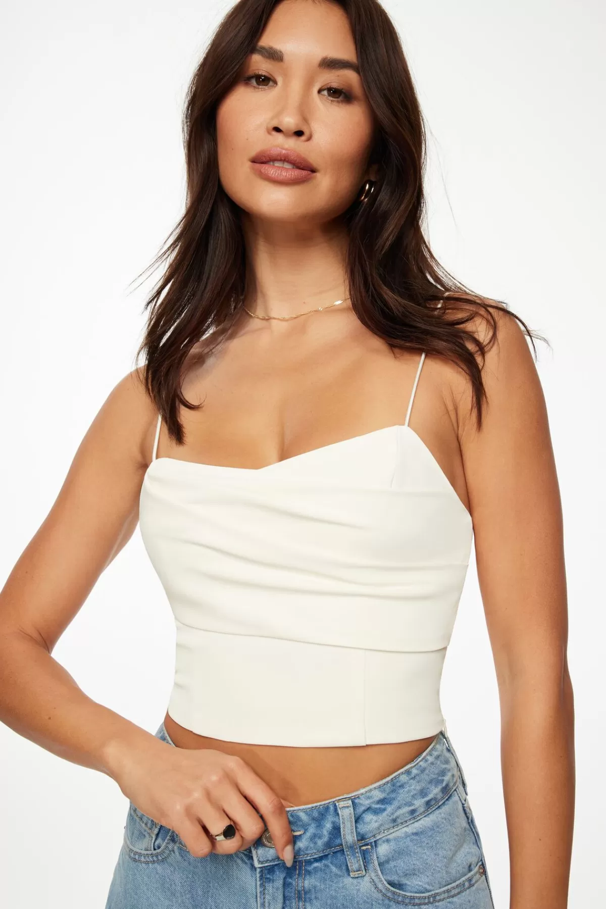 Dynamite Draped Cami Top White Store