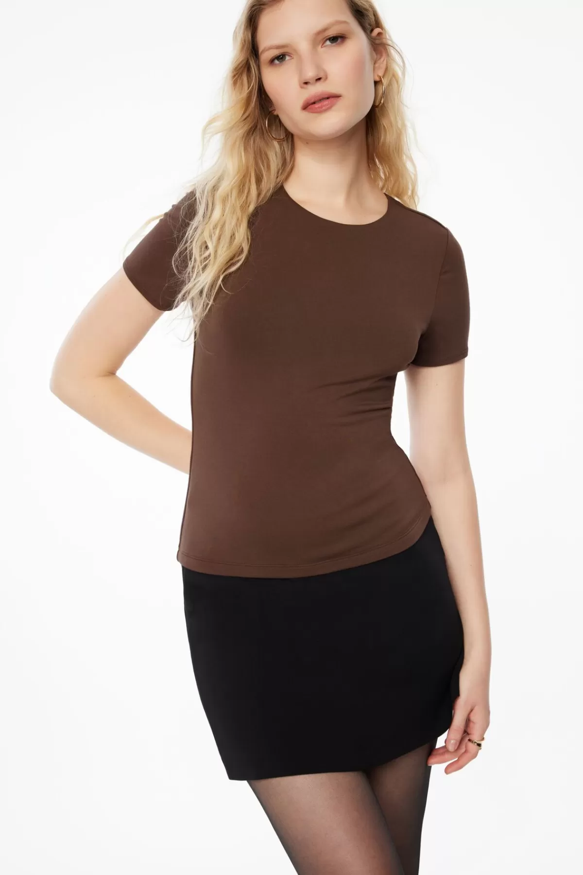 Dynamite Drea Crewneck T Shirt Brown Clearance