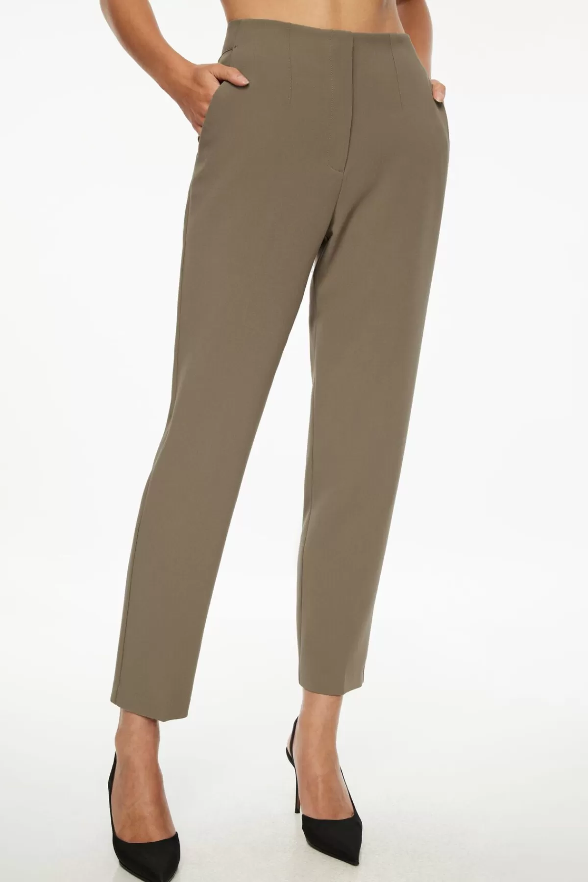 Dynamite Emily Tailored Slim Ankle Pants Brown Flash Sale