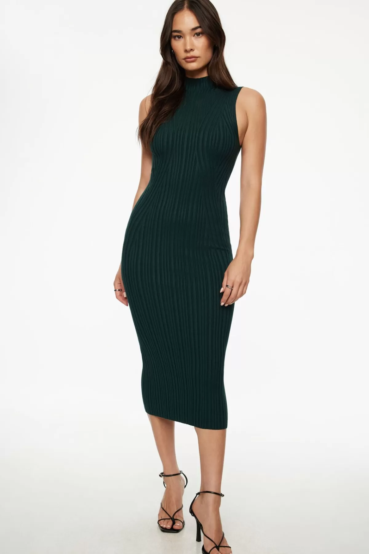 Dynamite Emma Mock Neck Midi Dress Green Shop