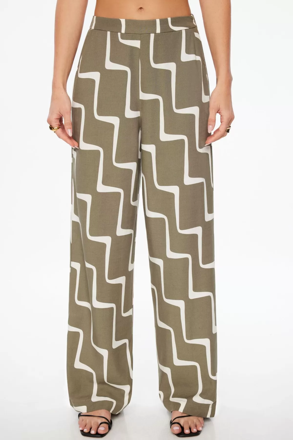 Dynamite Flo Wide Leg Linen Pants Green Sale