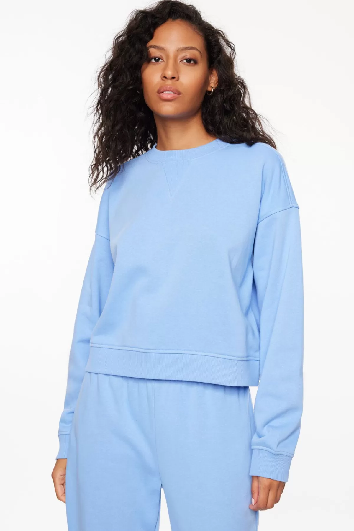 Dynamite French Terry Crew Neck Sweatshirt Blue Online