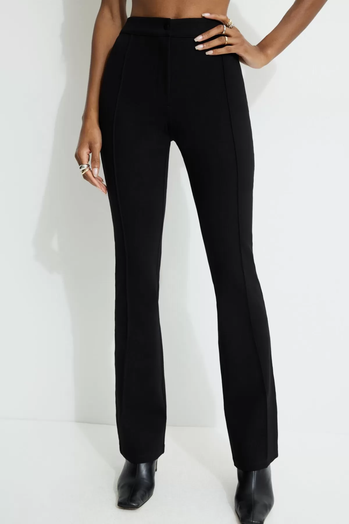 Dynamite Front Seam Flared Leggings Black Outlet