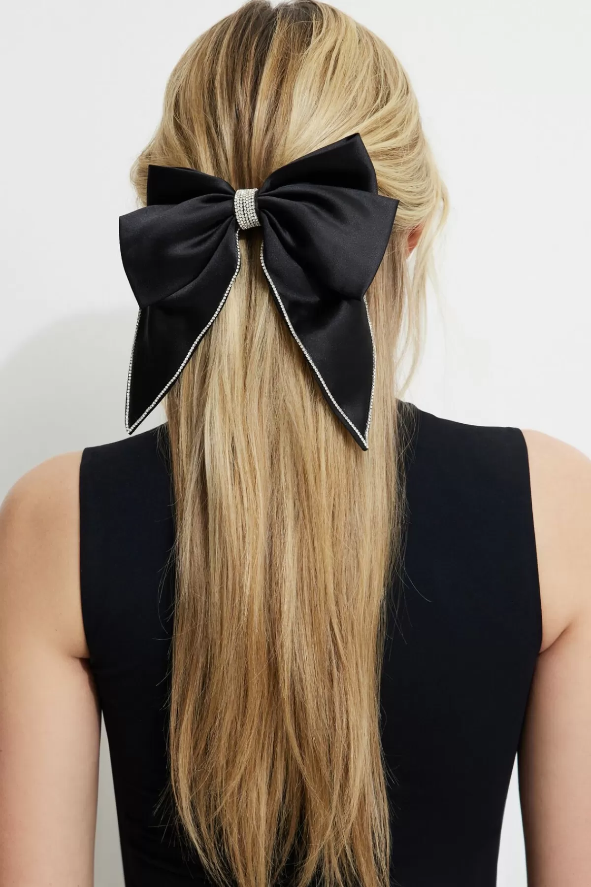 Dynamite Gem Bow Satin Hair Clip Black Best