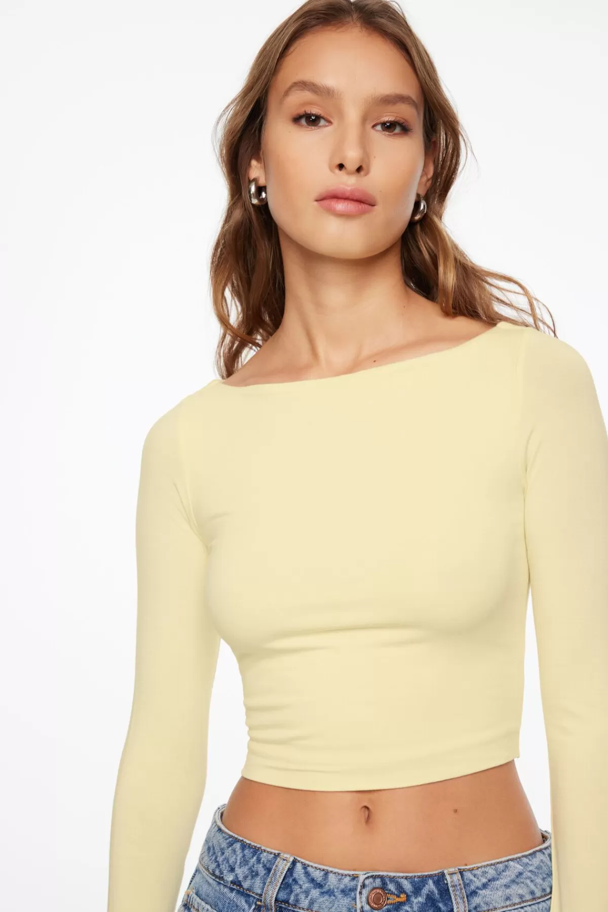 Dynamite Havyn Boatneck Jersey Crop Top Yellow Online