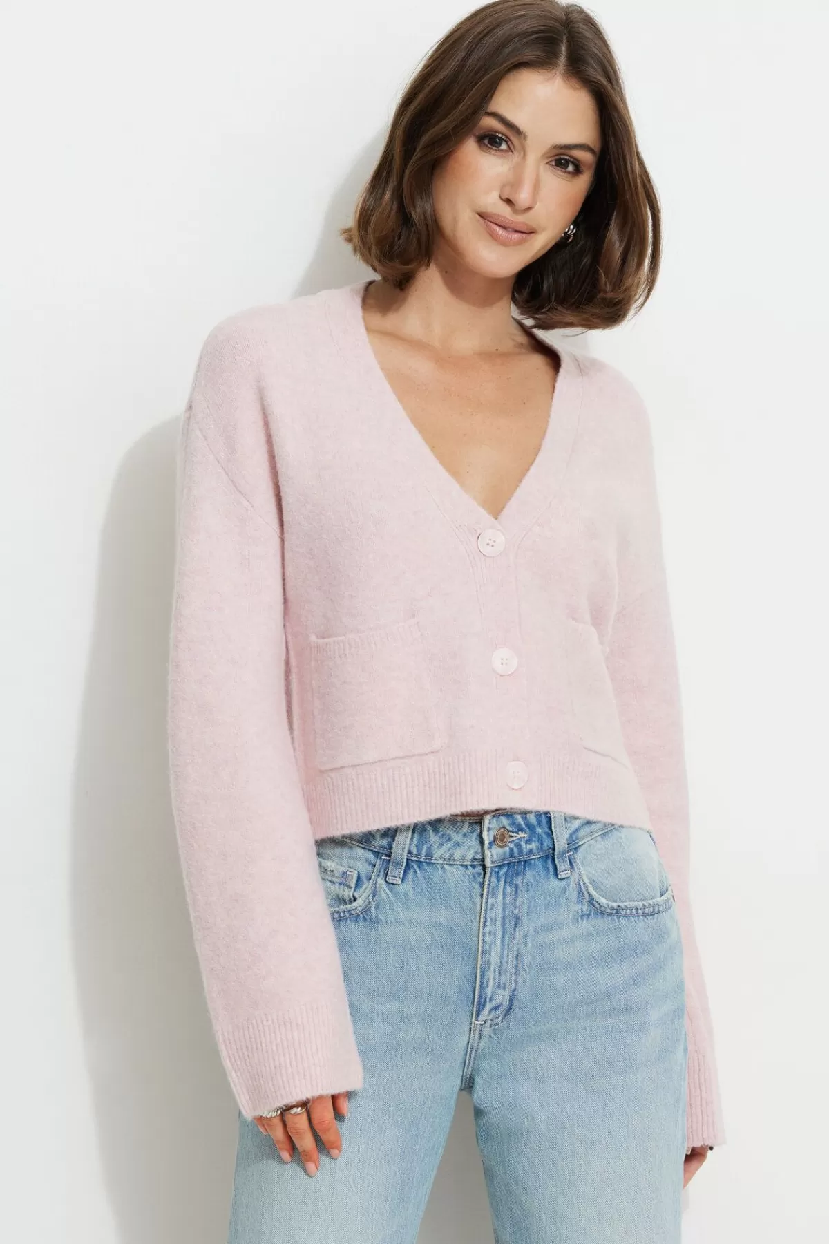 Dynamite Heavenlyarn™ Abbey Cropped Cardigan Pink Online