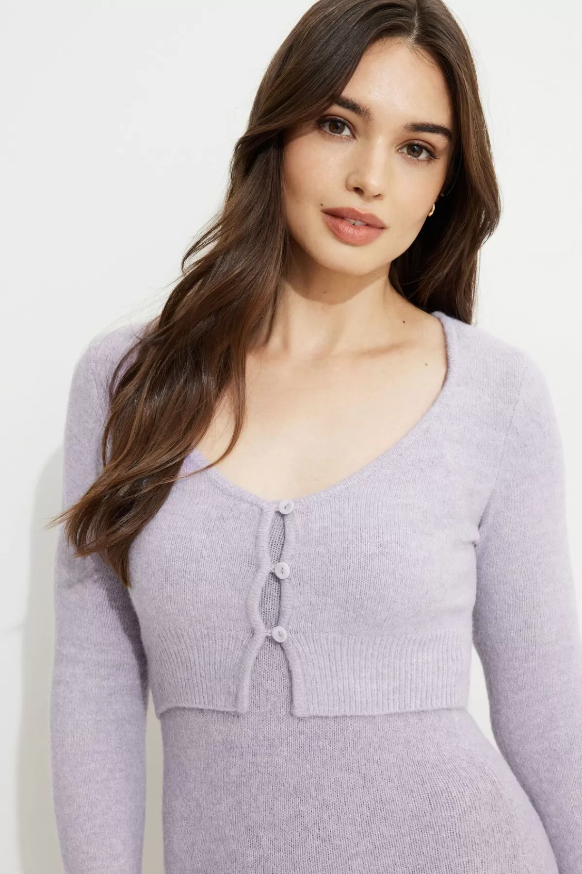 Dynamite Heavenlyarn™ Cropped Flyaway Cardigan Purple Cheap