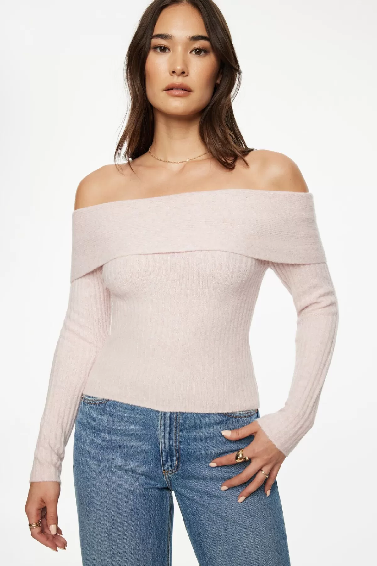 Dynamite Heavenlyarn™ Laura Off Shoulder Sweater Pink Shop