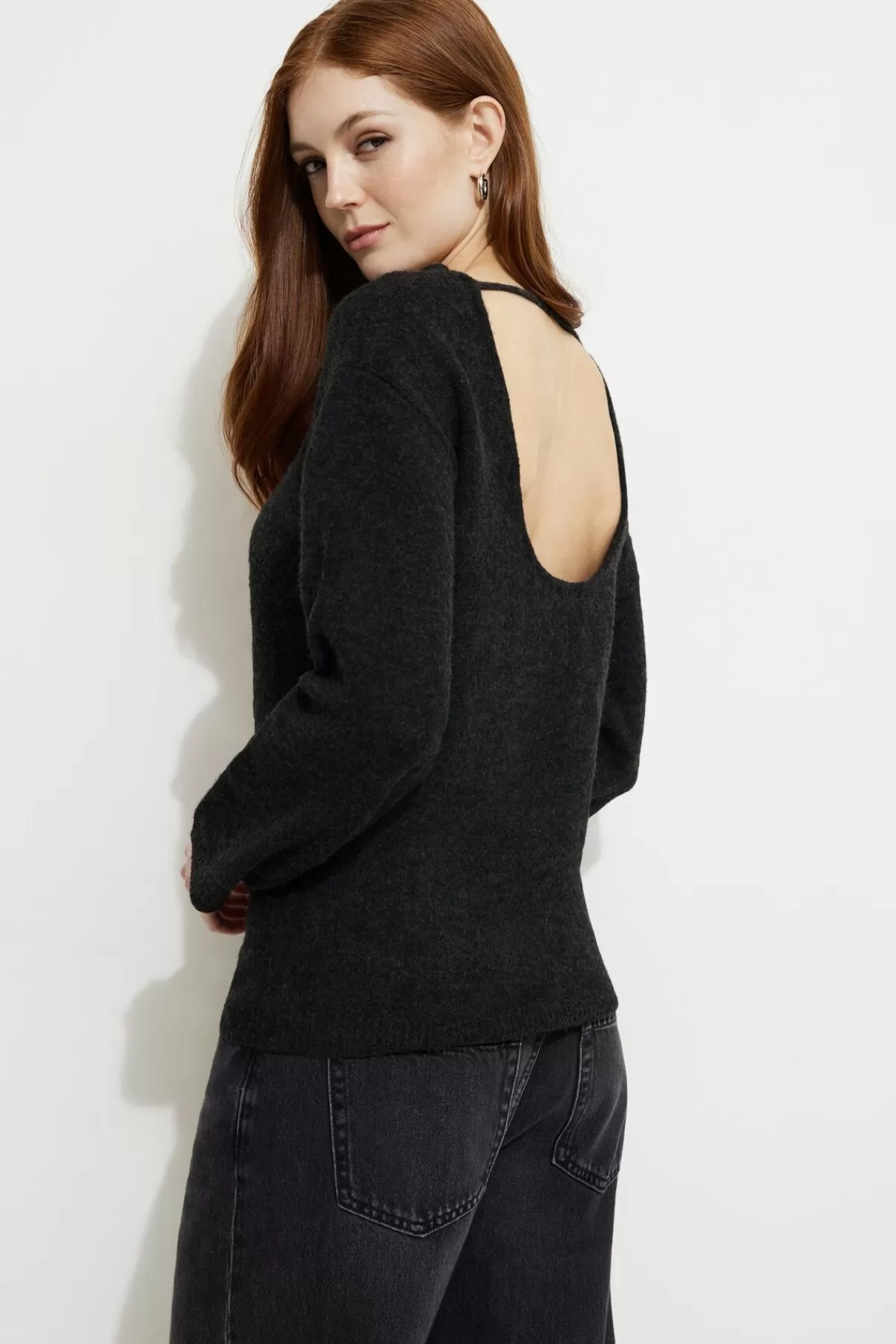 Dynamite Heavenlyarn™ Open Back Sweater Blue Outlet