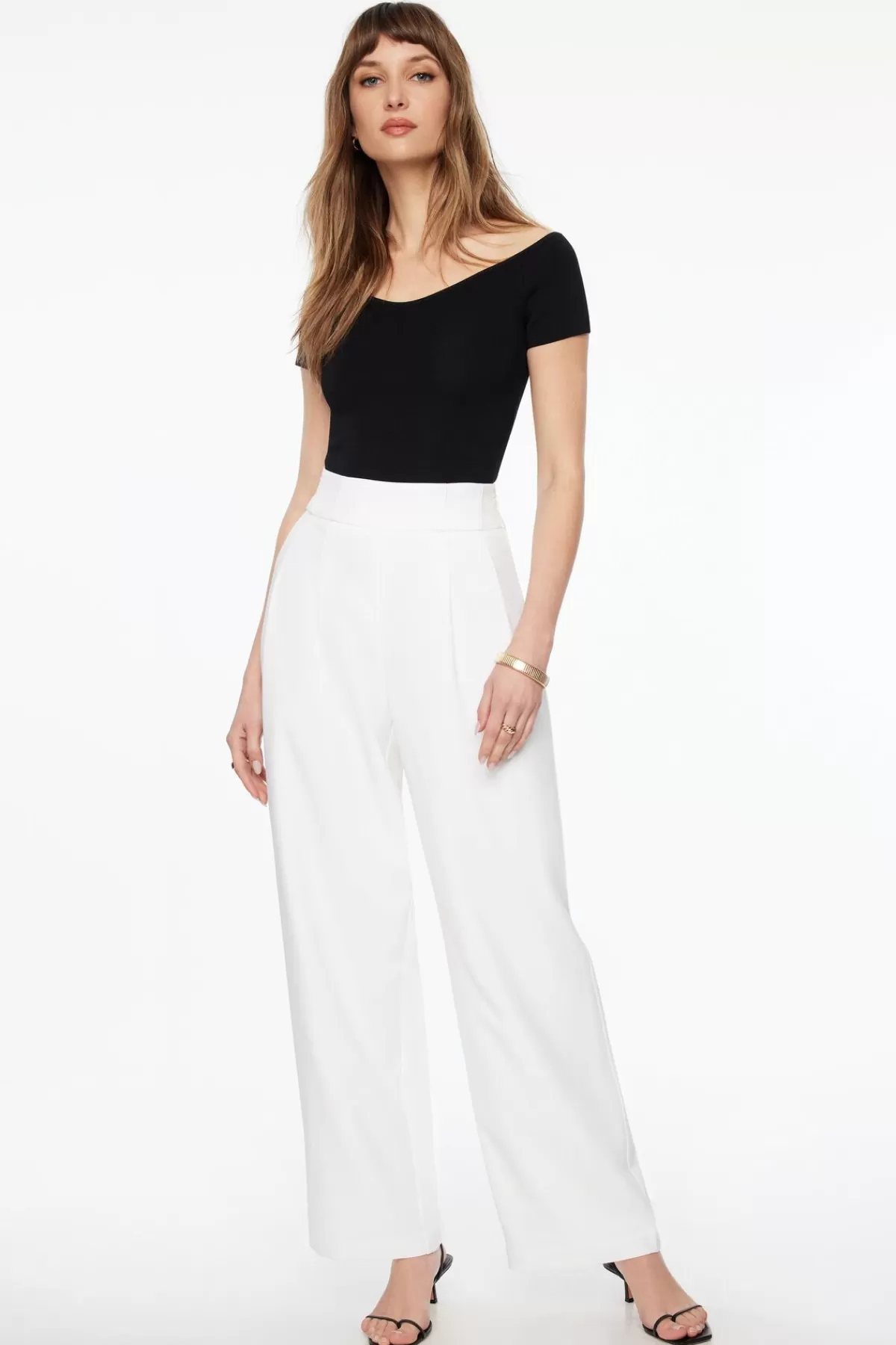 Dynamite High Waisted Wide Leg Pants White Clearance