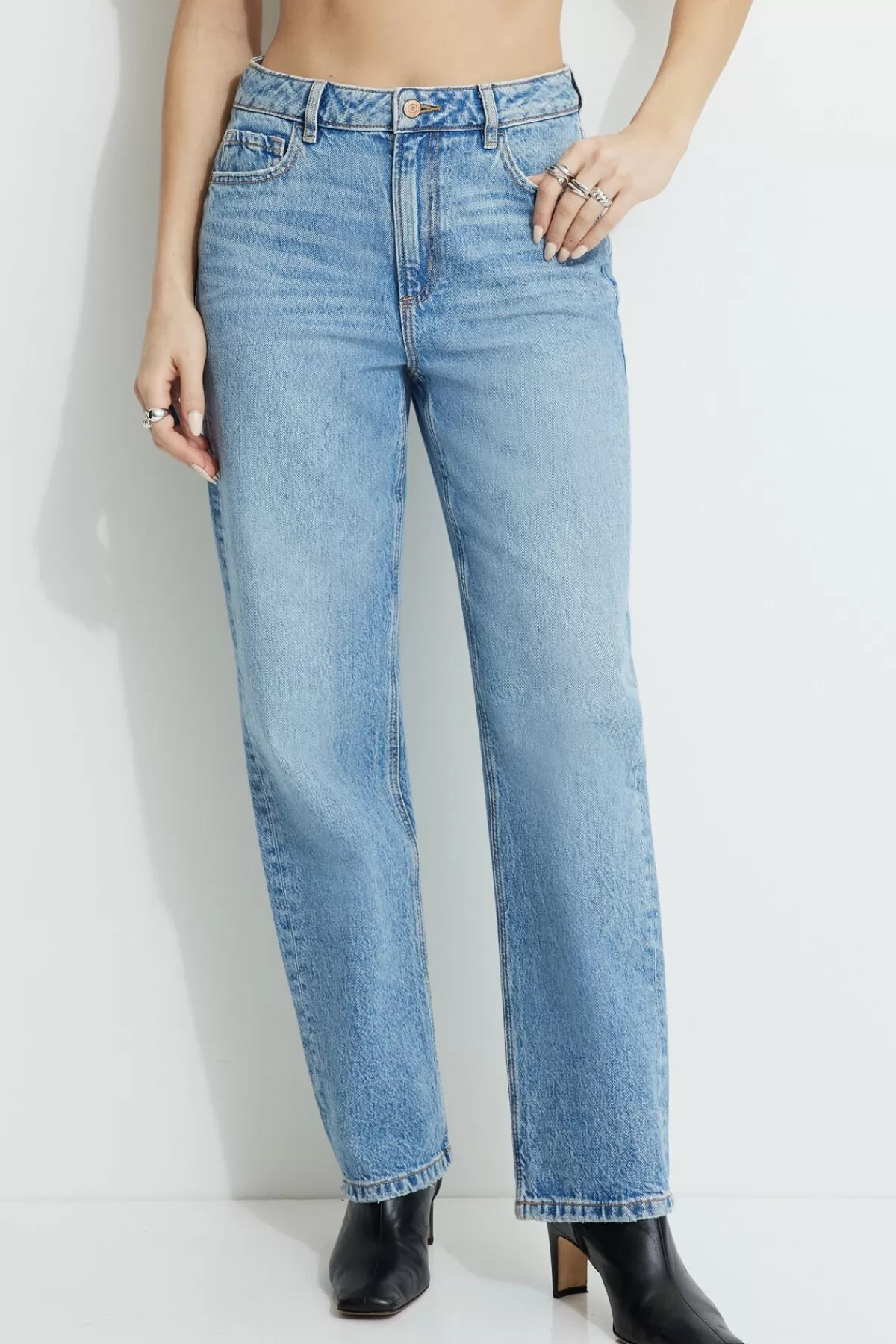 Dynamite Justina Straight Leg Jeans Blue Hot