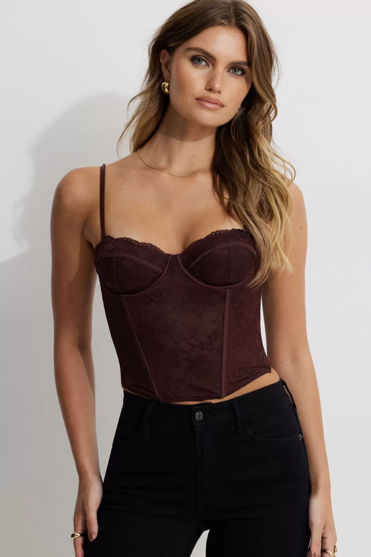 Dynamite Karolina Lace Bustier Burgundy Hot