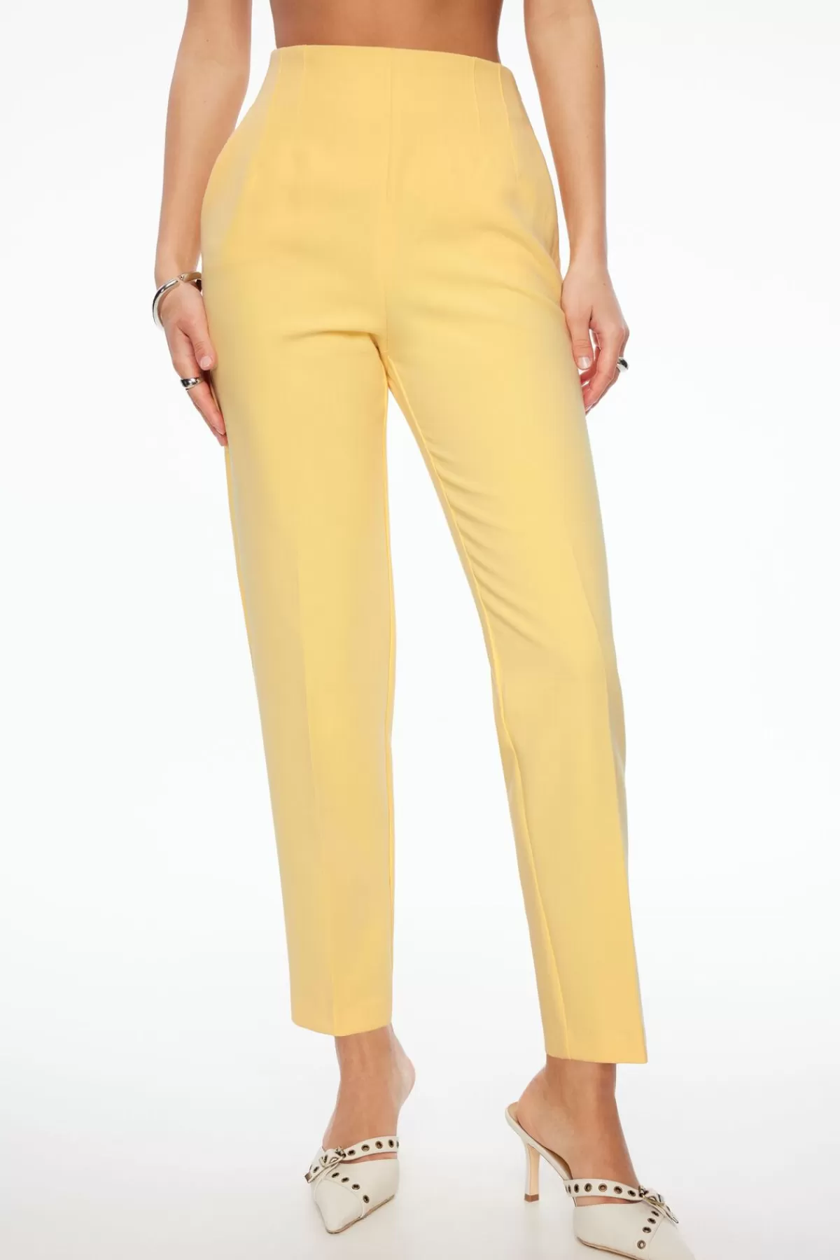 Dynamite Kendall Slim Side Zip Pants Yellow Best Sale