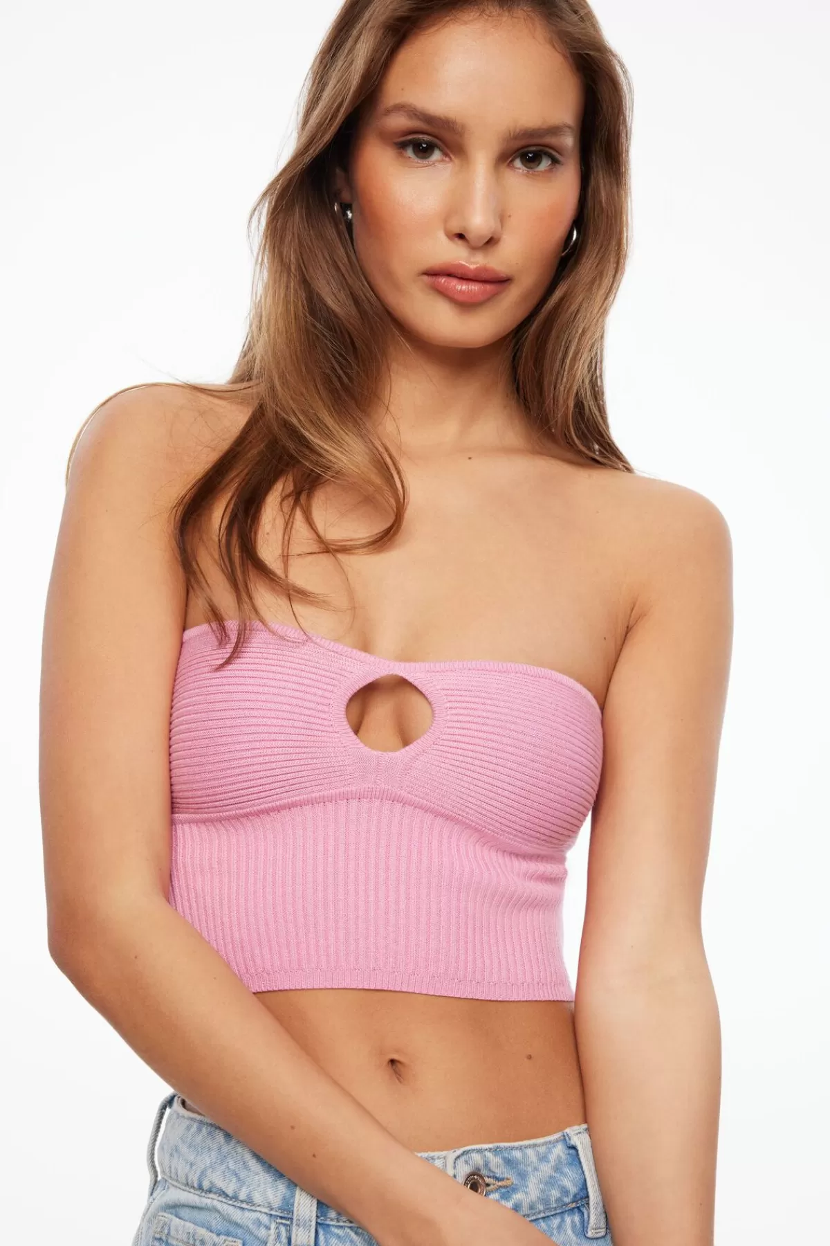 Dynamite Keyhole Tube Top Pink Cheap