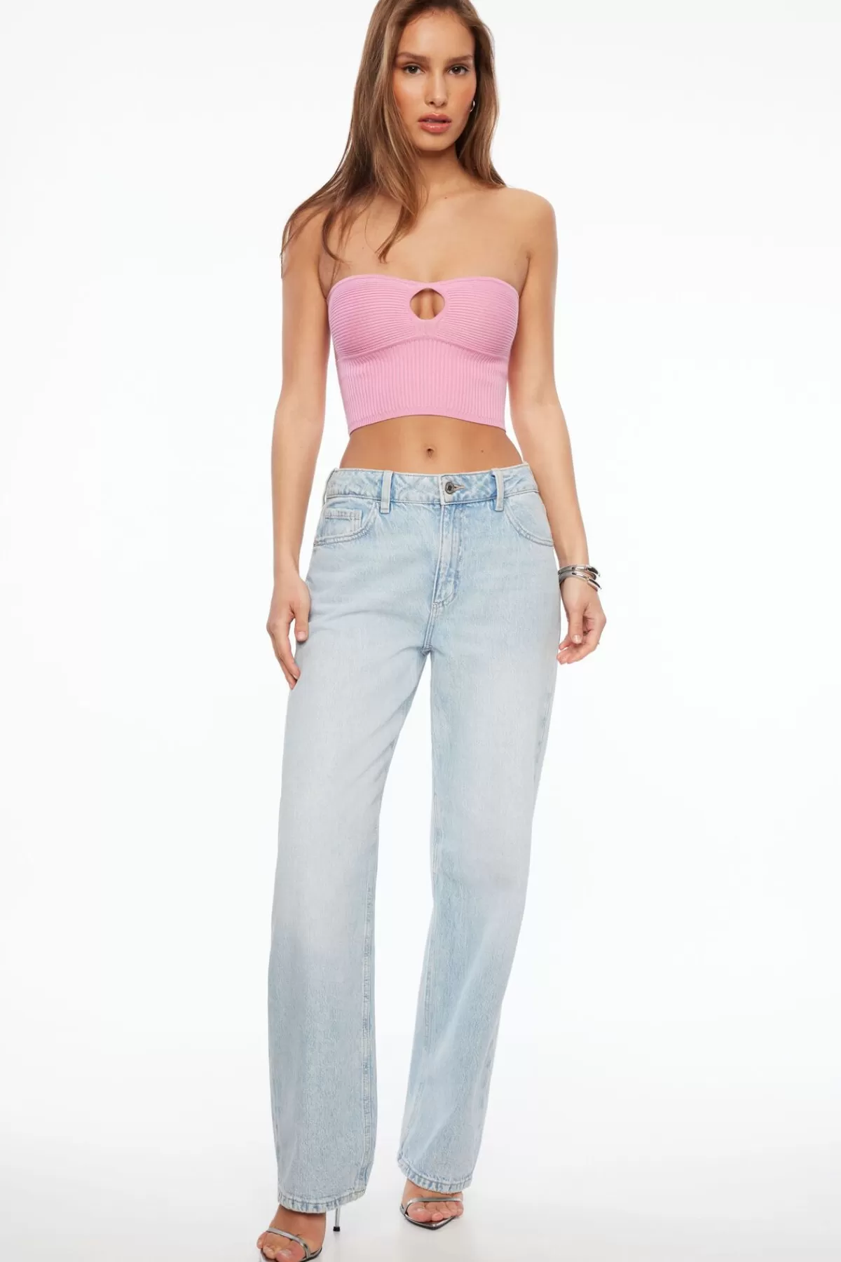 Dynamite Keyhole Tube Top Pink Cheap