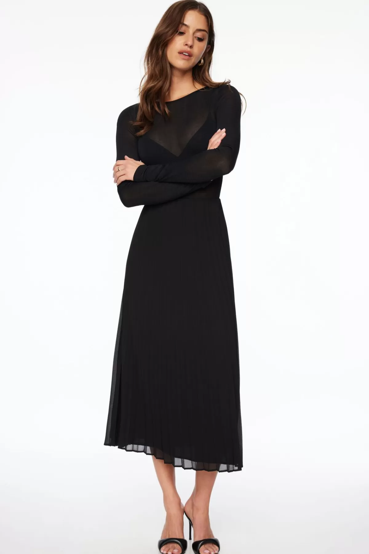 Dynamite Laure Pleated Chiffon Maxi Skirt Black Best Sale