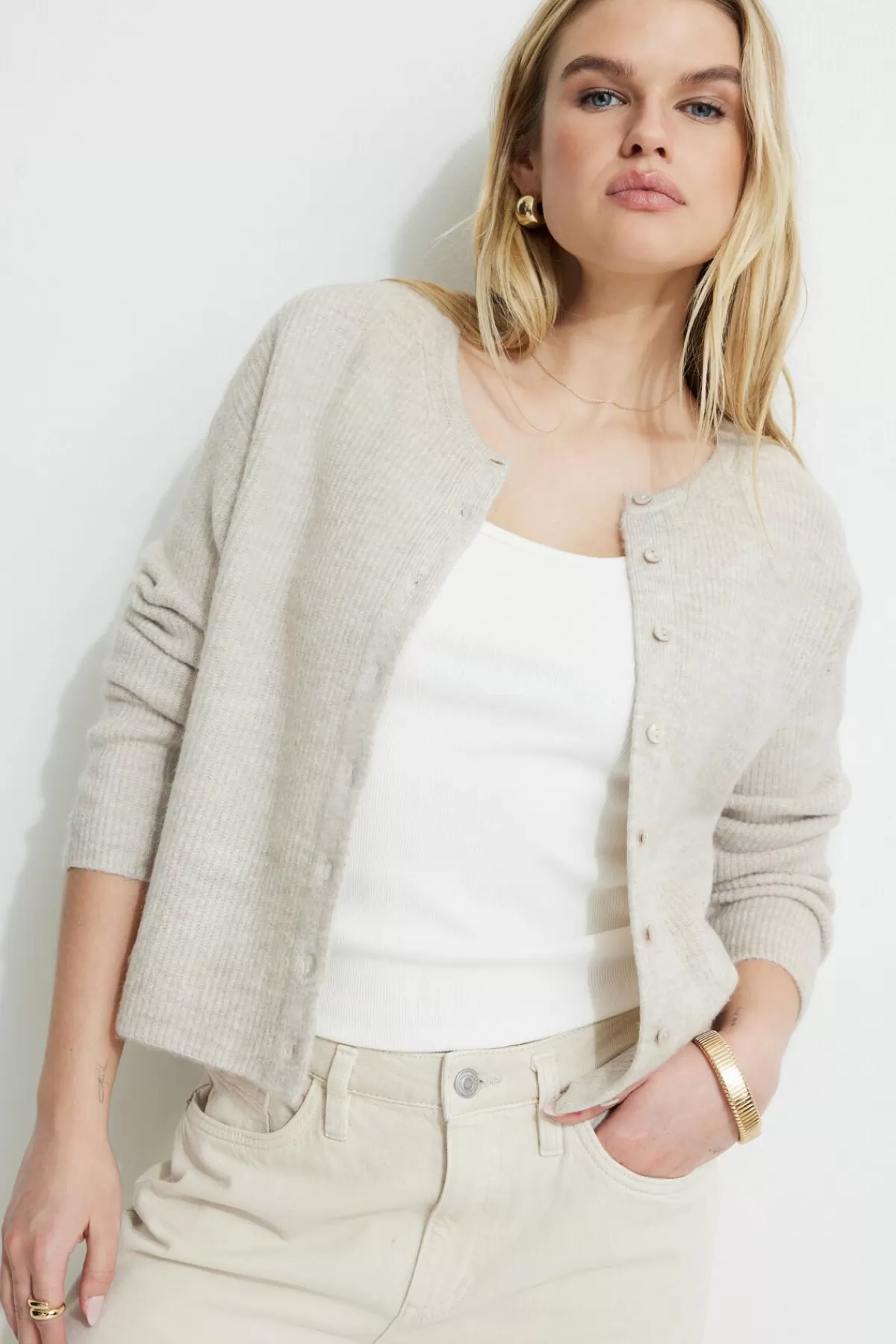 Dynamite Light Boxy Cardigan Brown Best