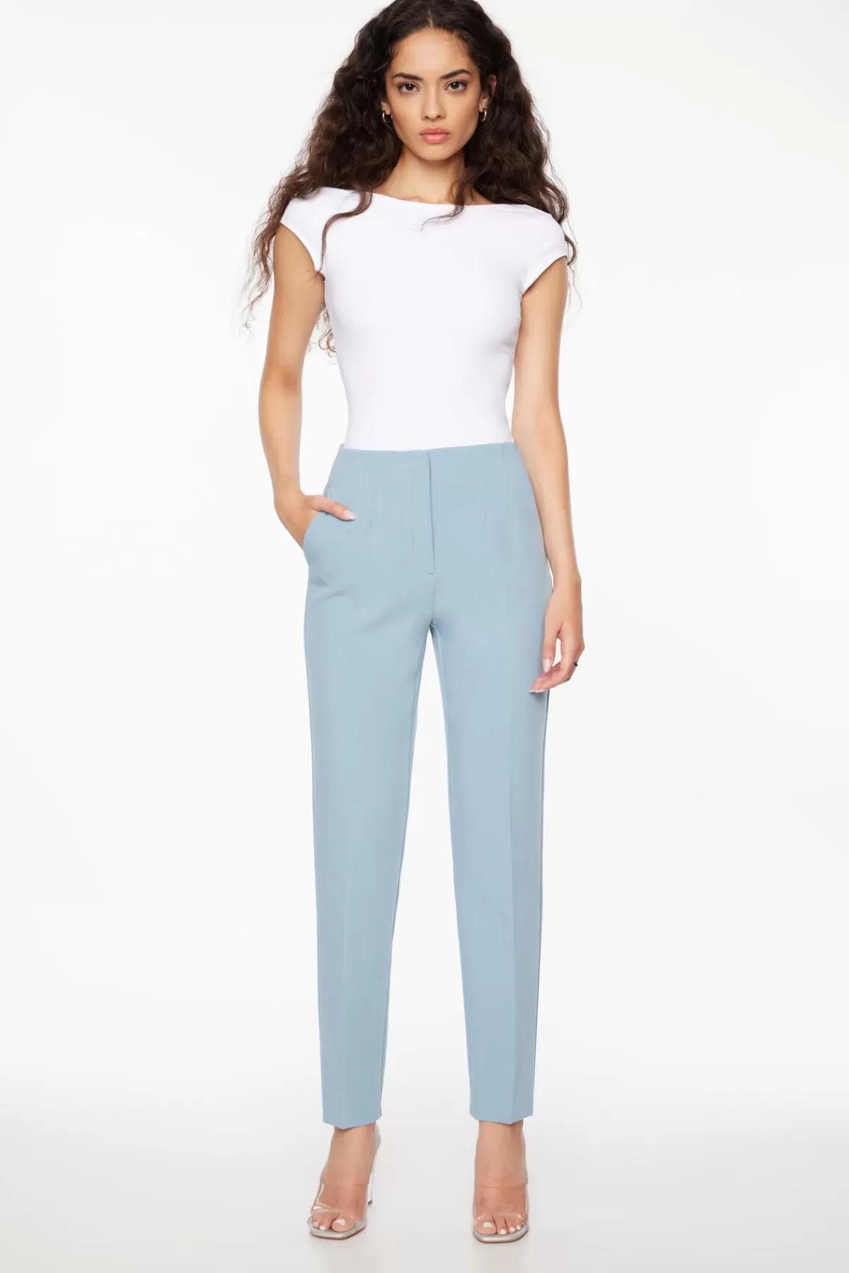 Dynamite Lina Full Length Slim Pants Blue Shop