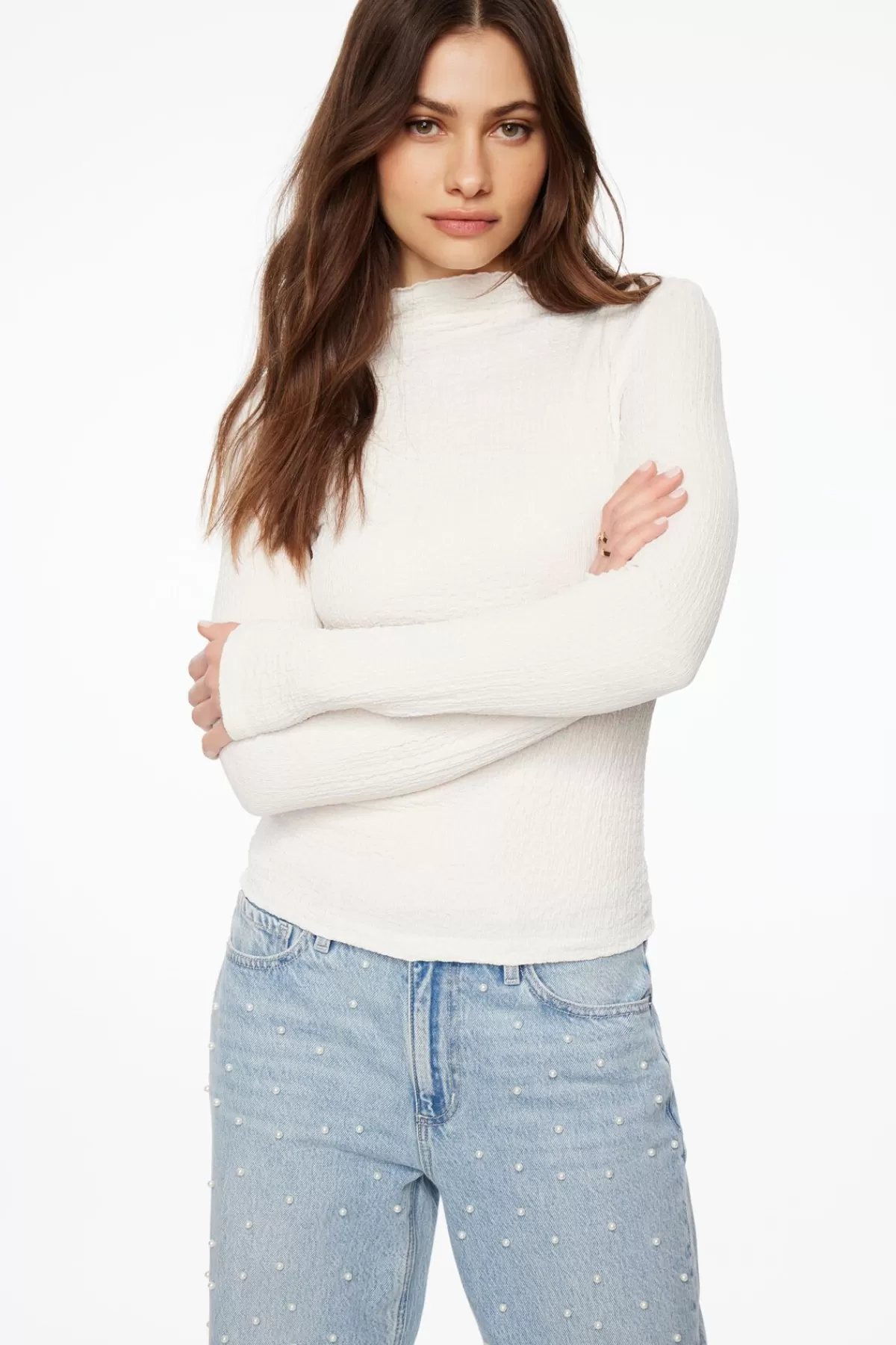 Dynamite Maisie Popcorn Textured Top White Best Sale