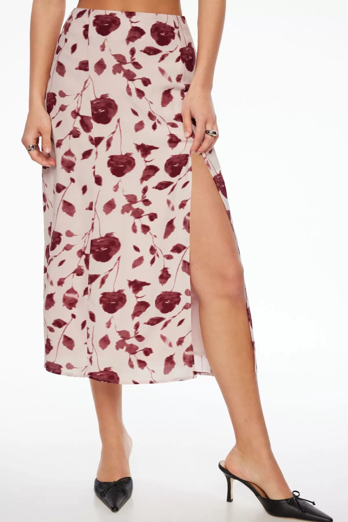 Dynamite Maxine Midi Slip Skirt Burgundy Discount