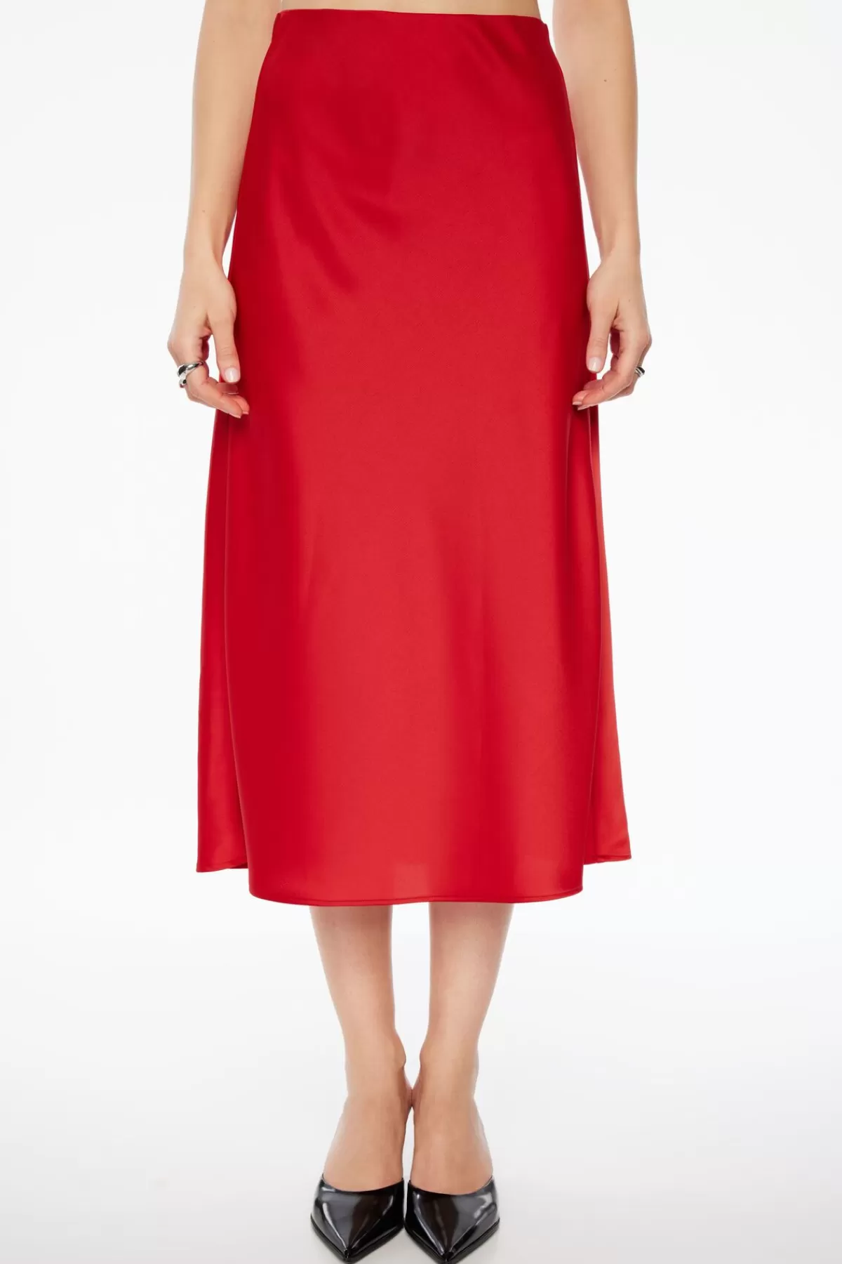 Dynamite Melody Satin Slip Midi Skirt Red Online